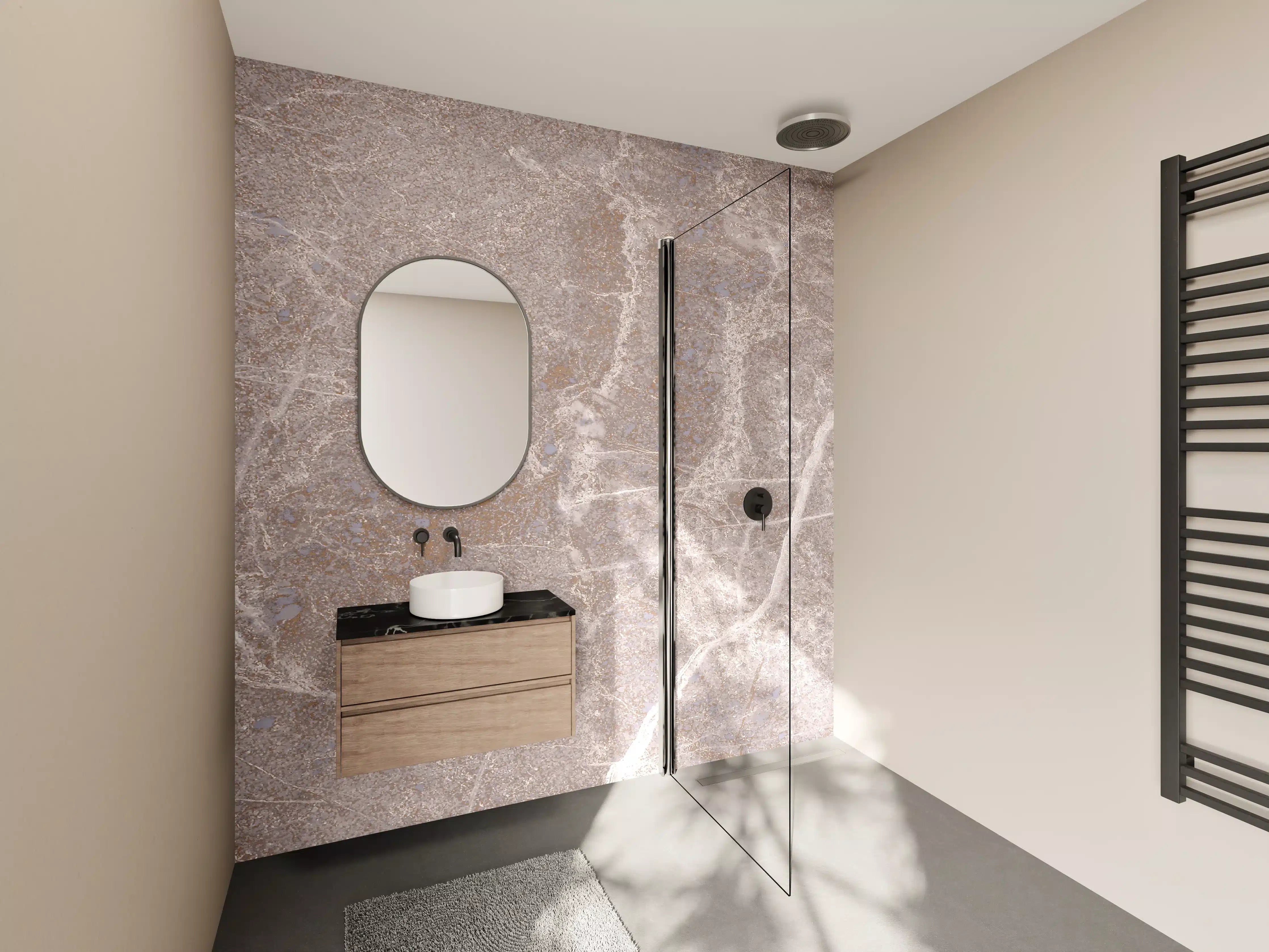 Wandverkleidung Bad - Marmor Textur - Rosa
