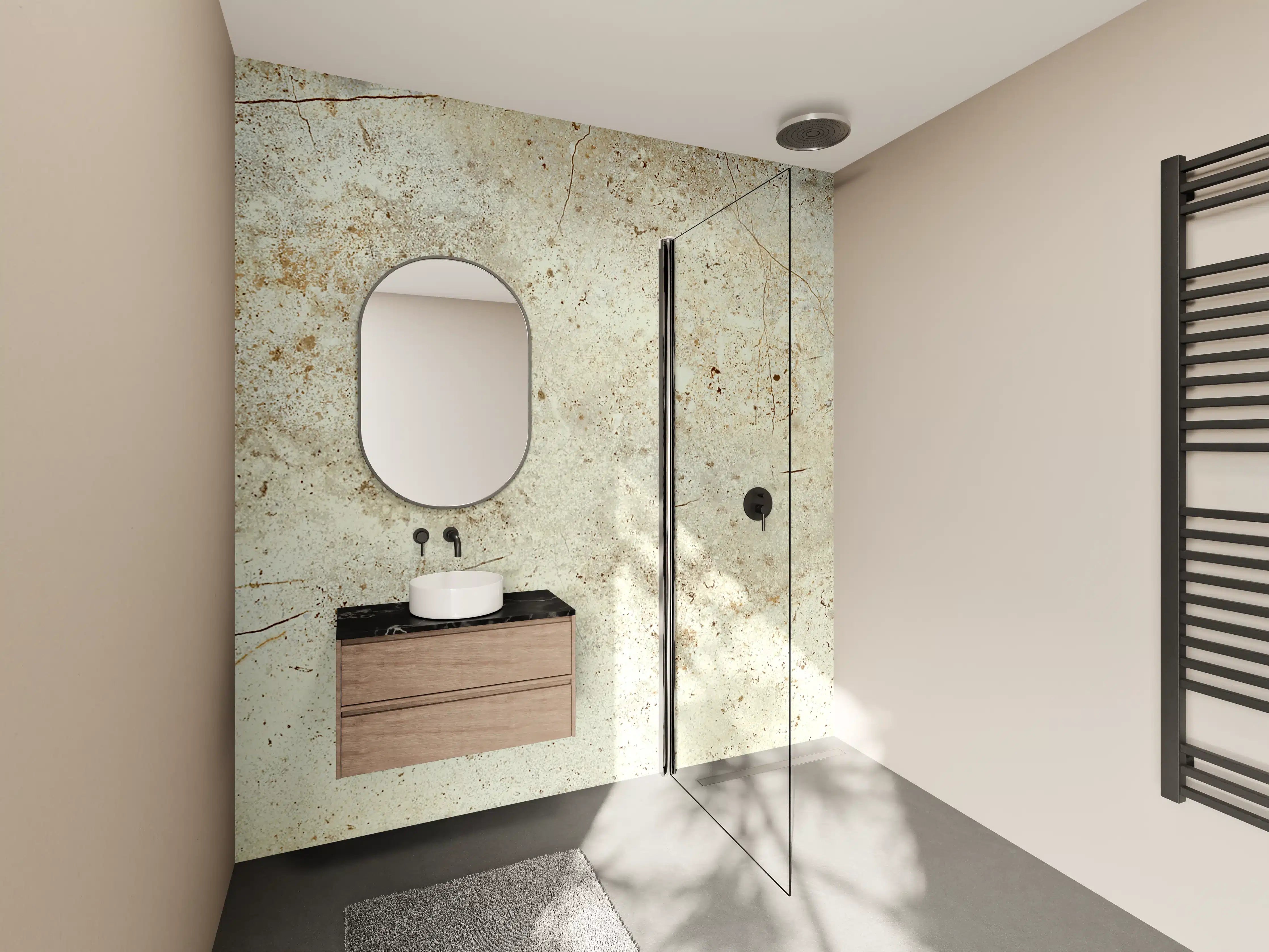 Wandverkleidung Bad - Marmor Textur hell