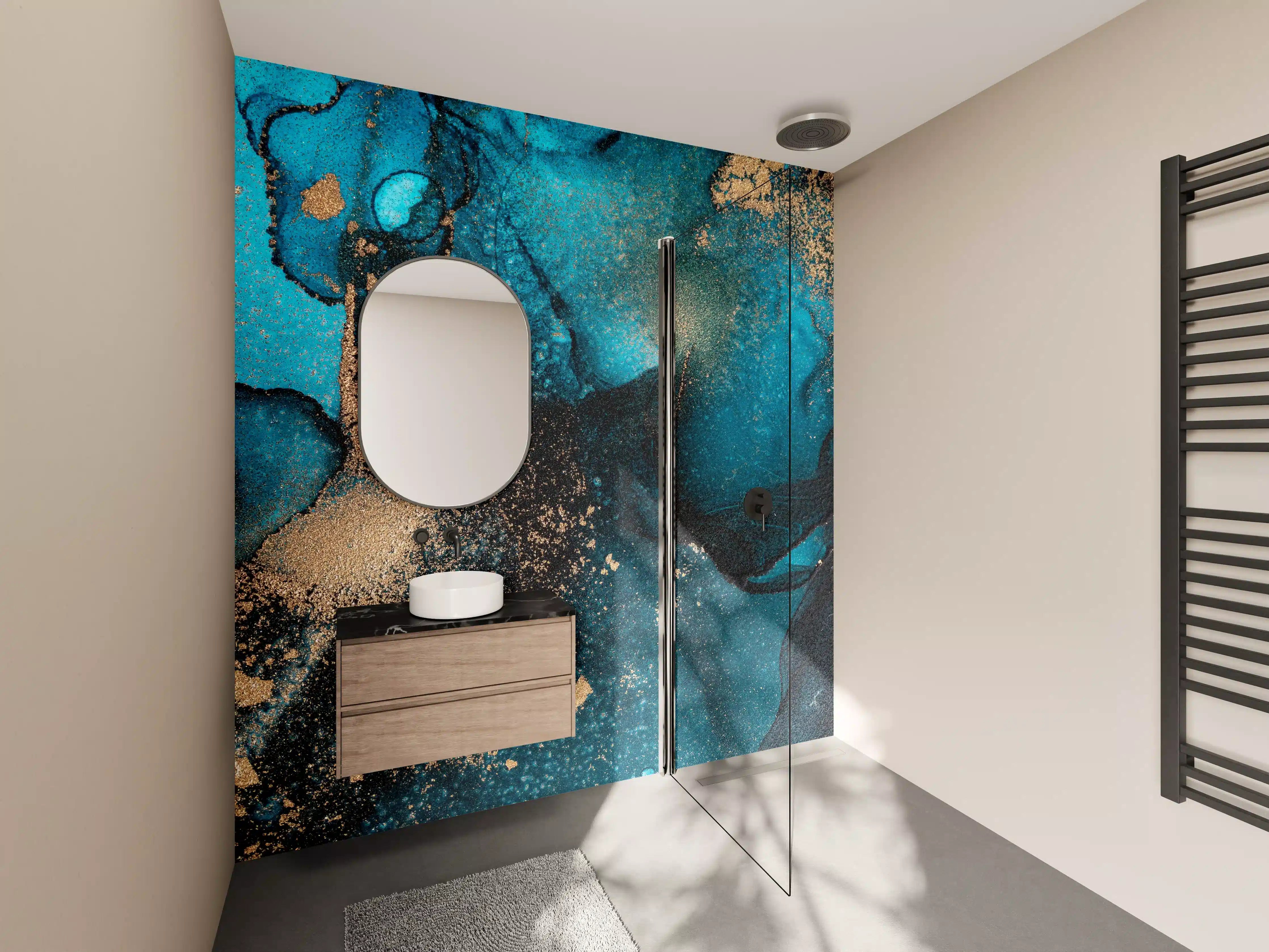 Wandverkleidung Bad - Marmor Wand Design - Flüssigmalerei