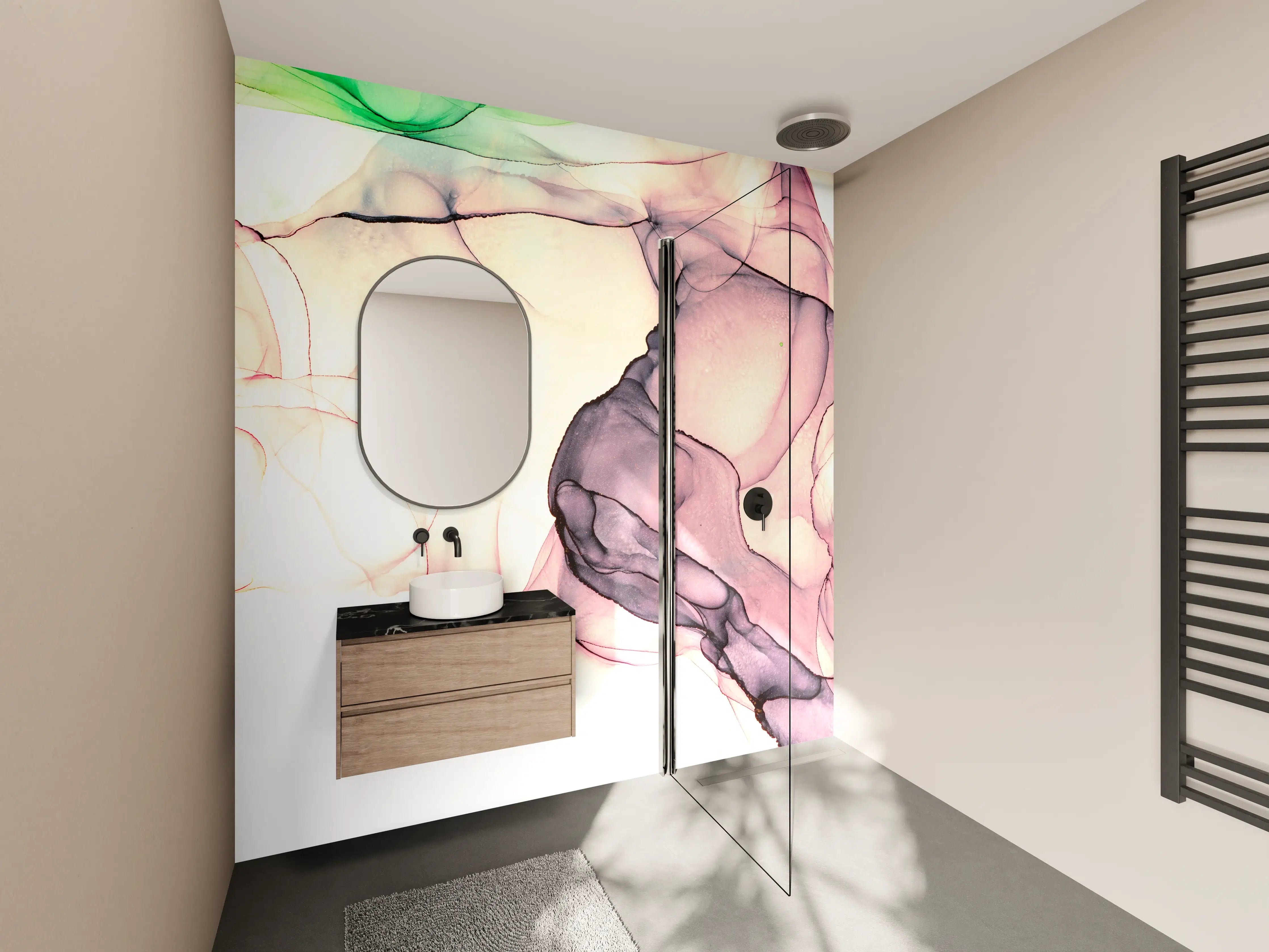 Wandverkleidung Bad - Marmor Wanddesign - Flüssigmalerei