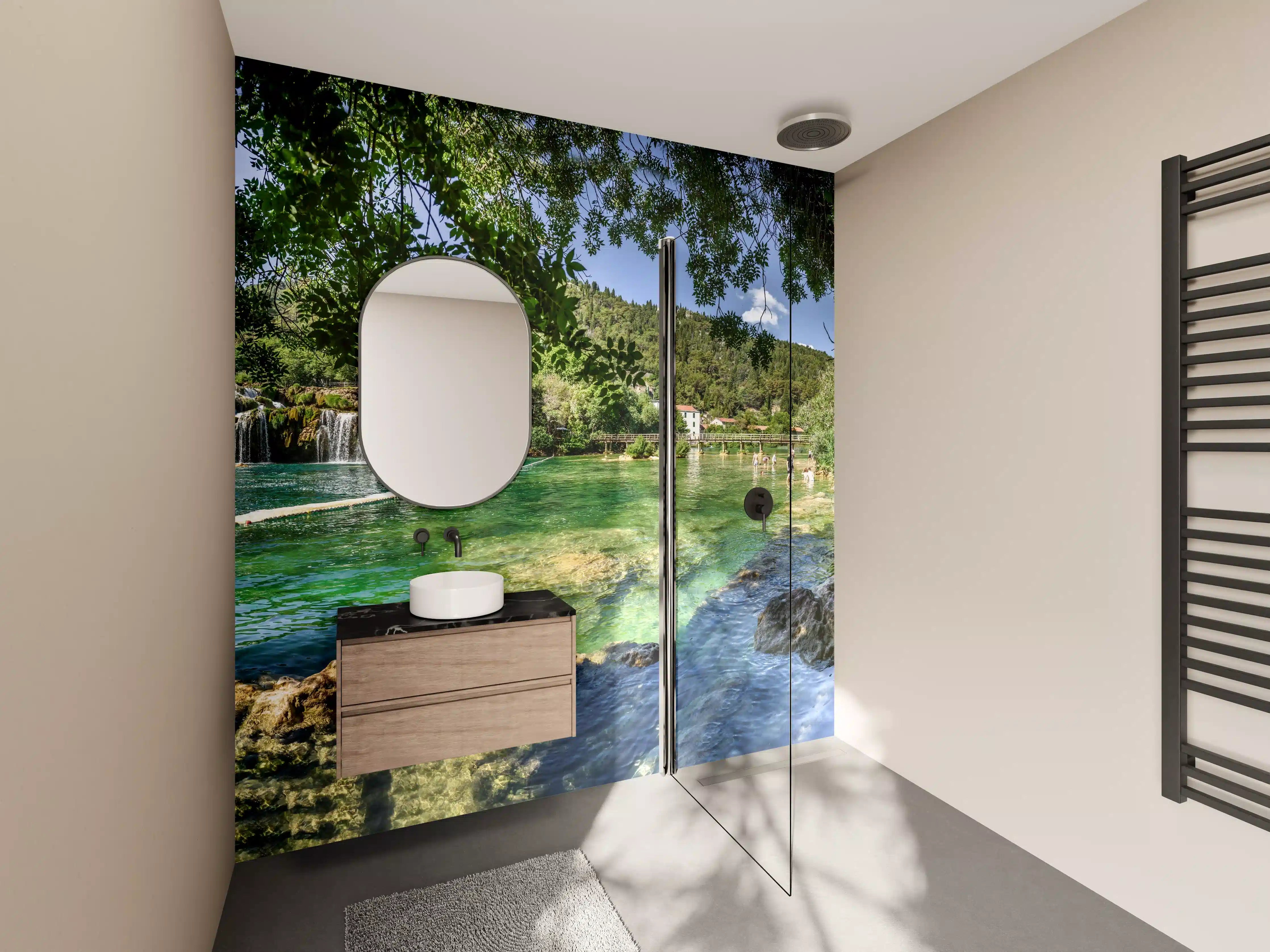 Wandverkleidung Bad - Mediterraner Wasserfall