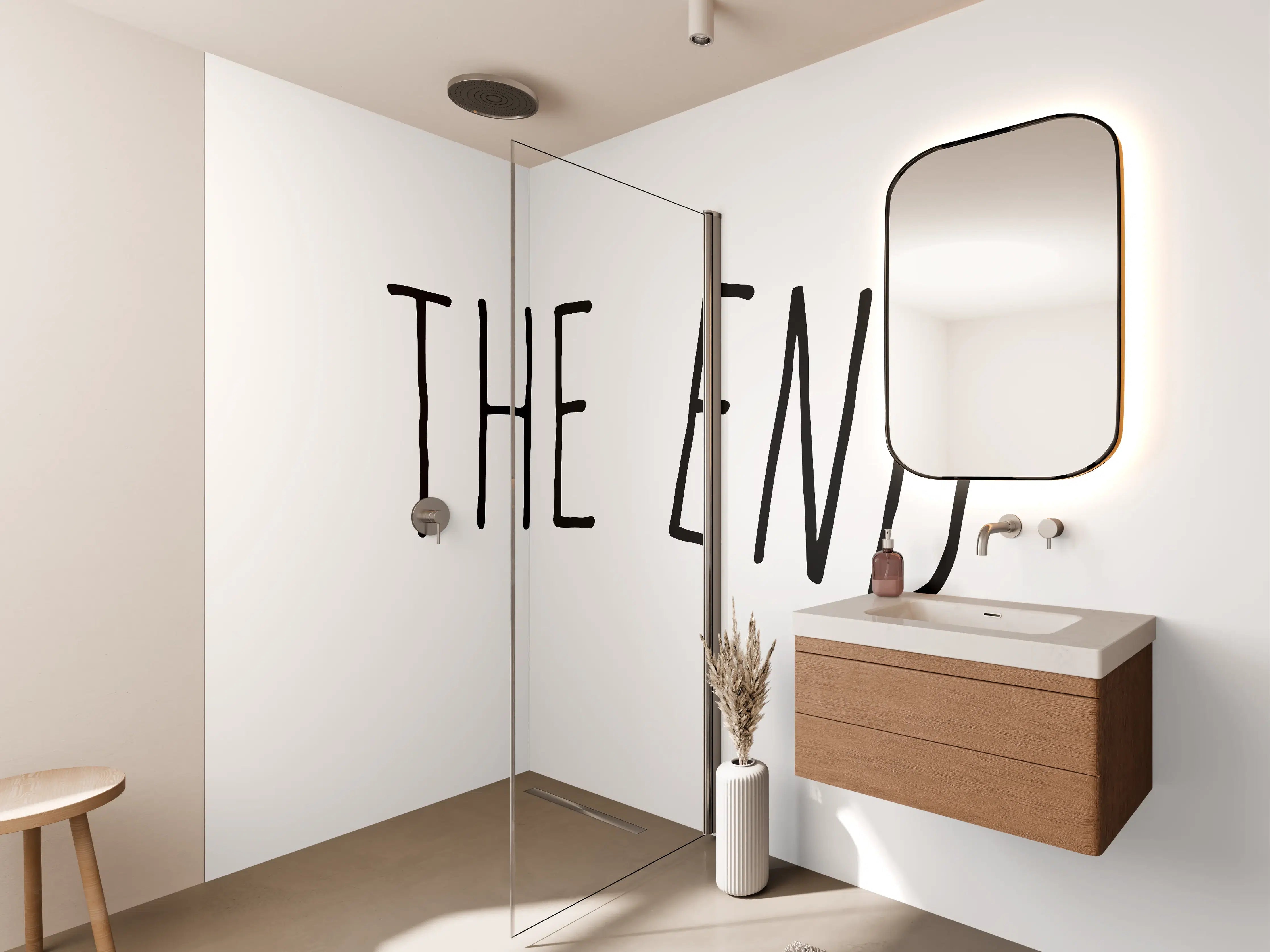 Wandverkleidung Bad - Minimalistische Schriftzug Wandkunst