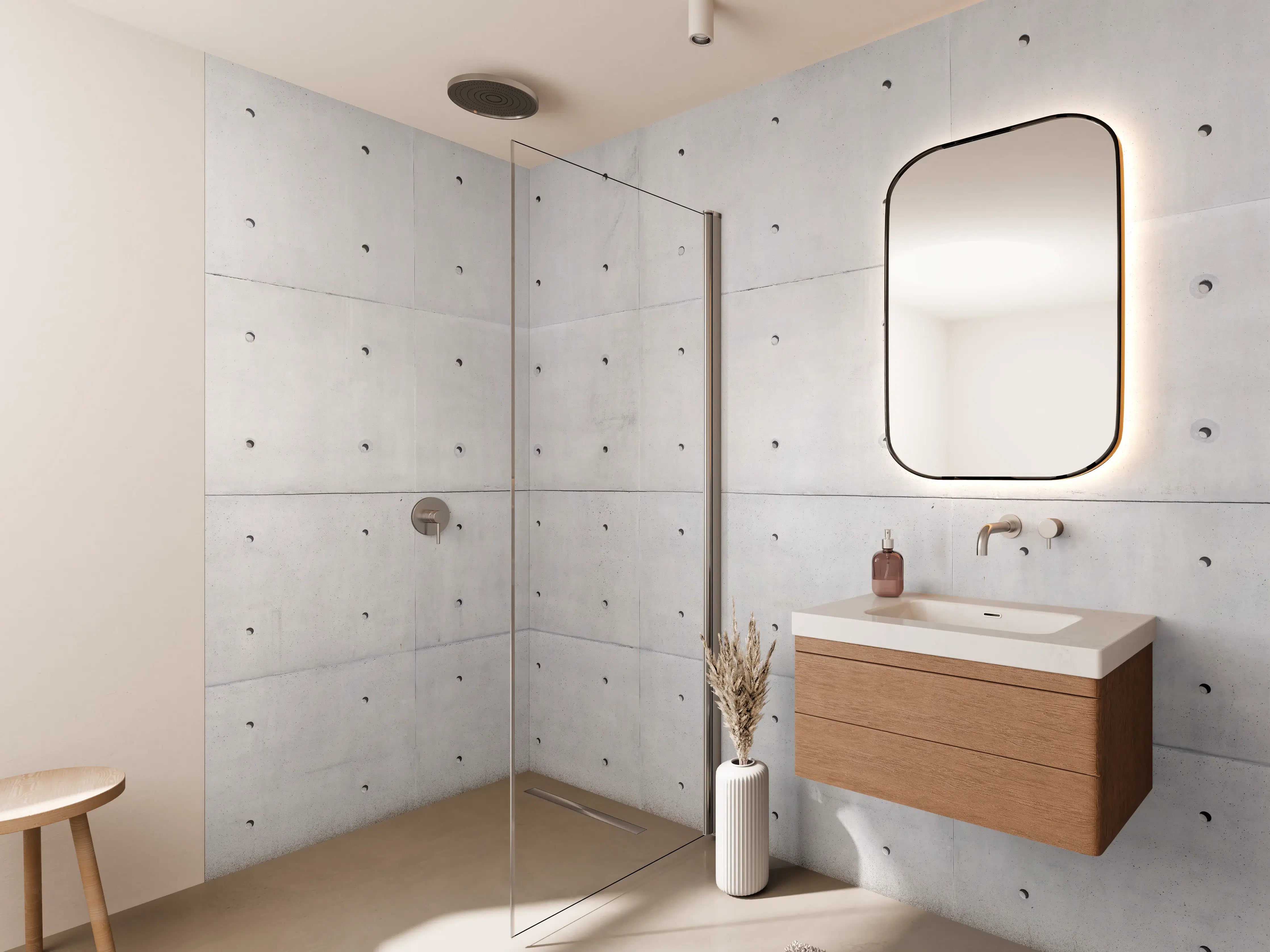 Wandverkleidung Bad - Moderne Betonwand mit dezenter Struktur