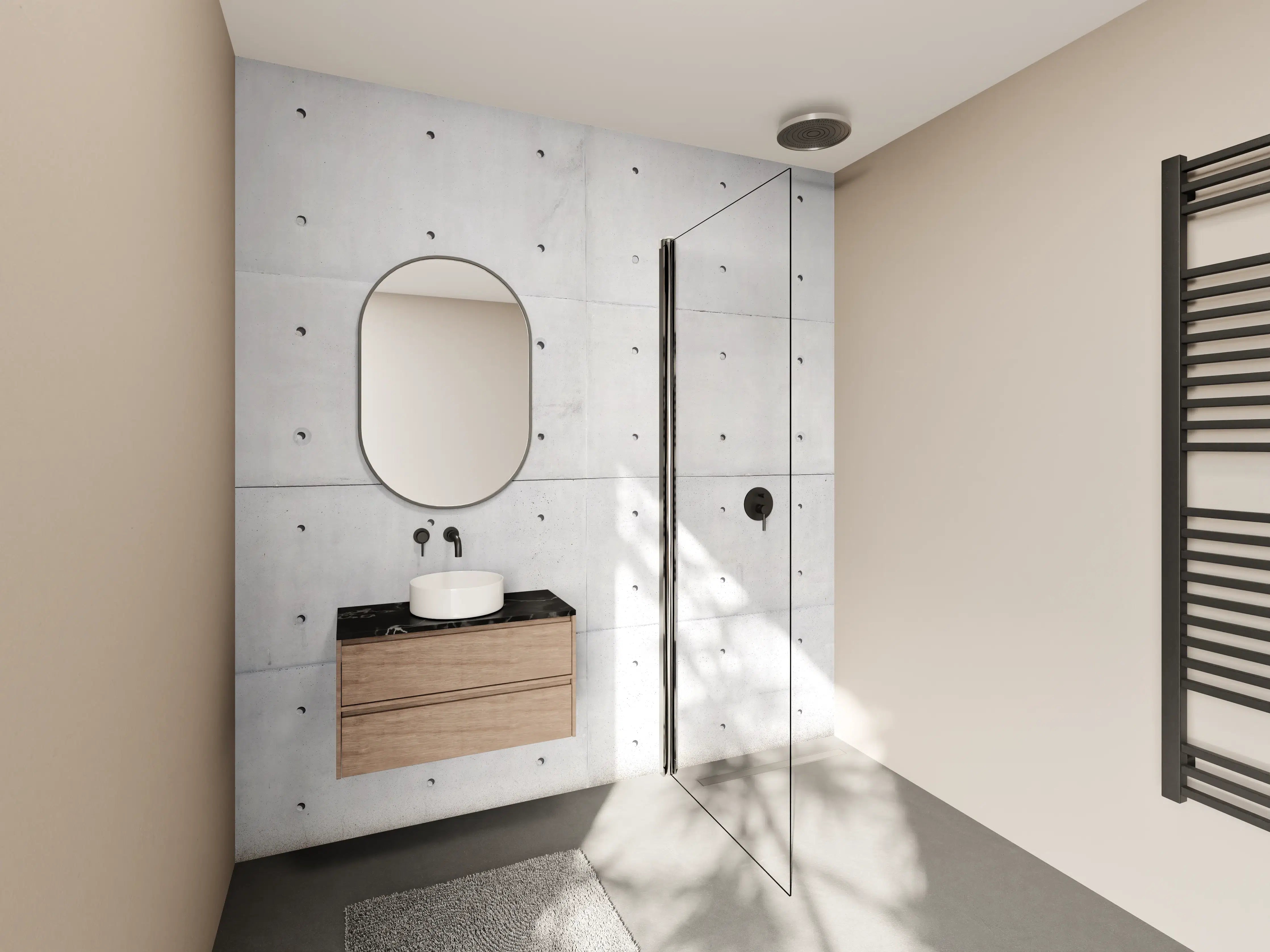 Wandverkleidung Bad - Moderne Betonwand mit dezenter Struktur