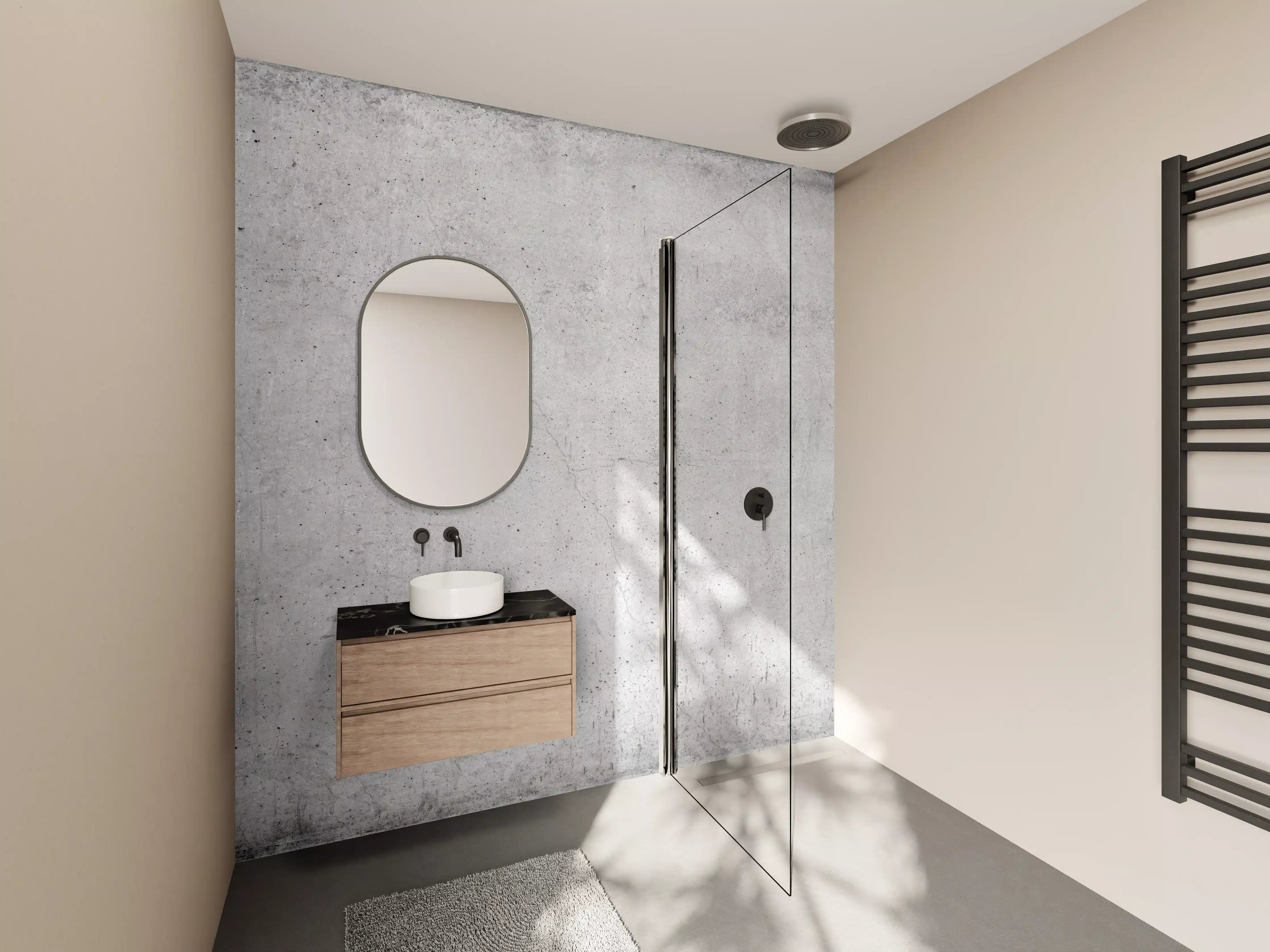 Wandverkleidung Bad - Moderne Betonwand mit feiner Textur