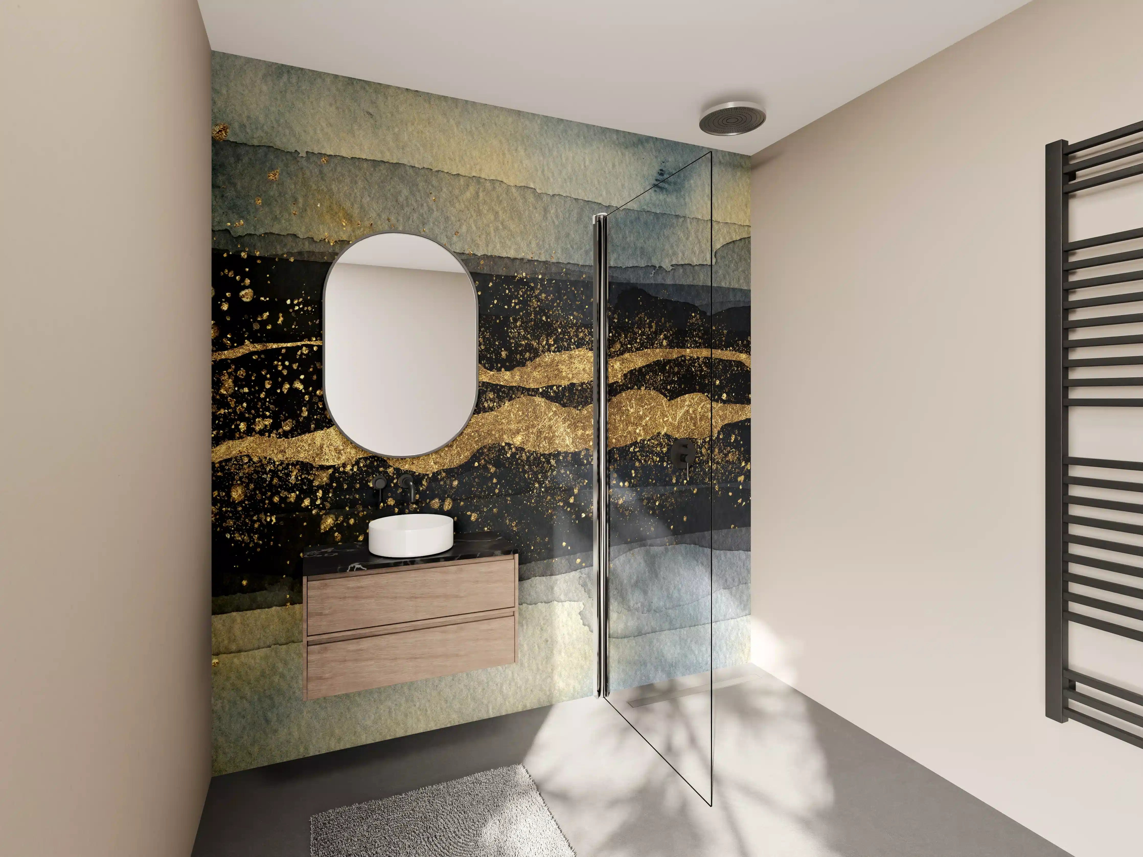 Wandverkleidung Bad - Moderne Darstellung - Aquarellmalerei