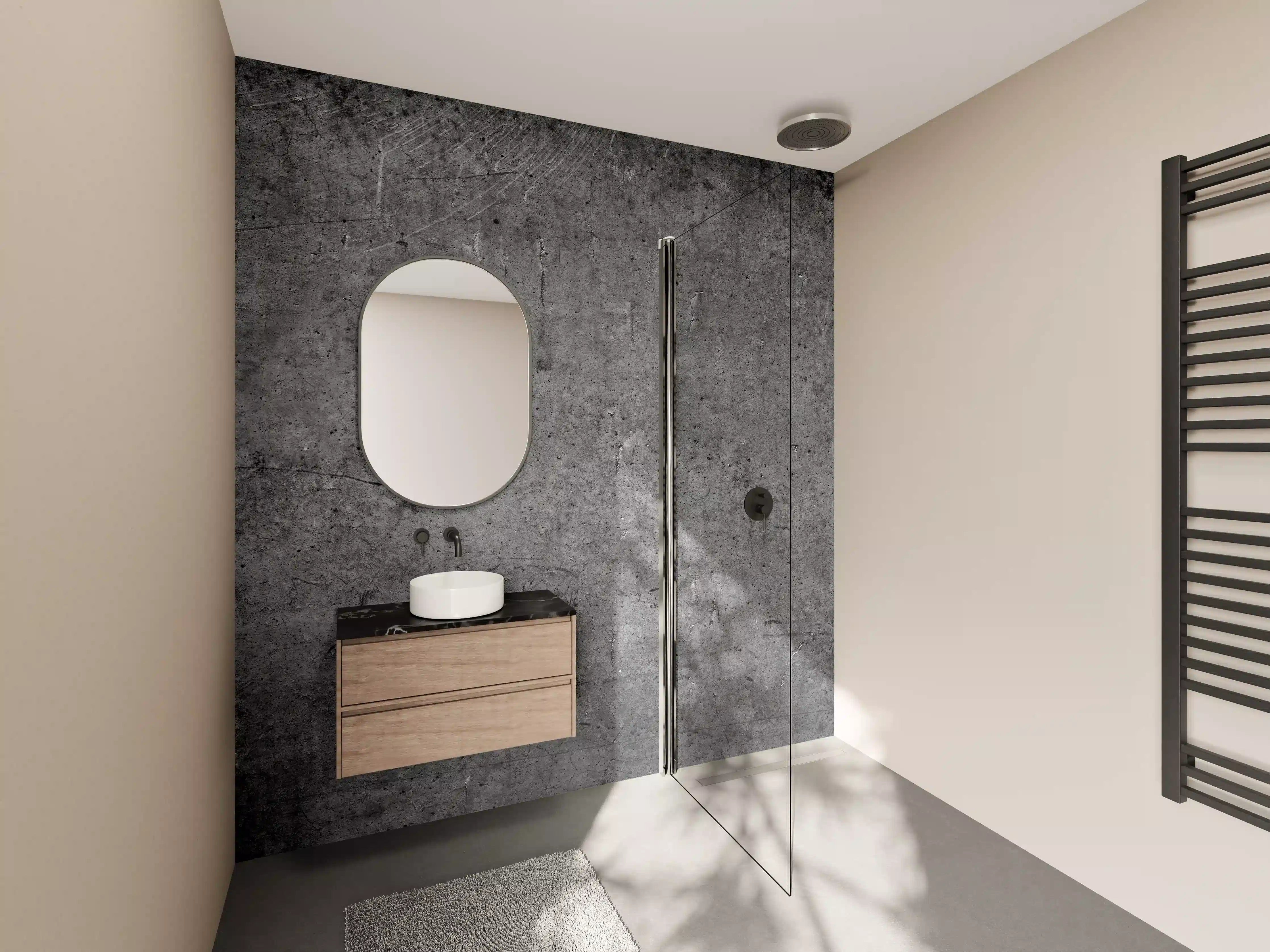 Wandverkleidung Bad - Moderne Grau-Schwarze Betonoptik