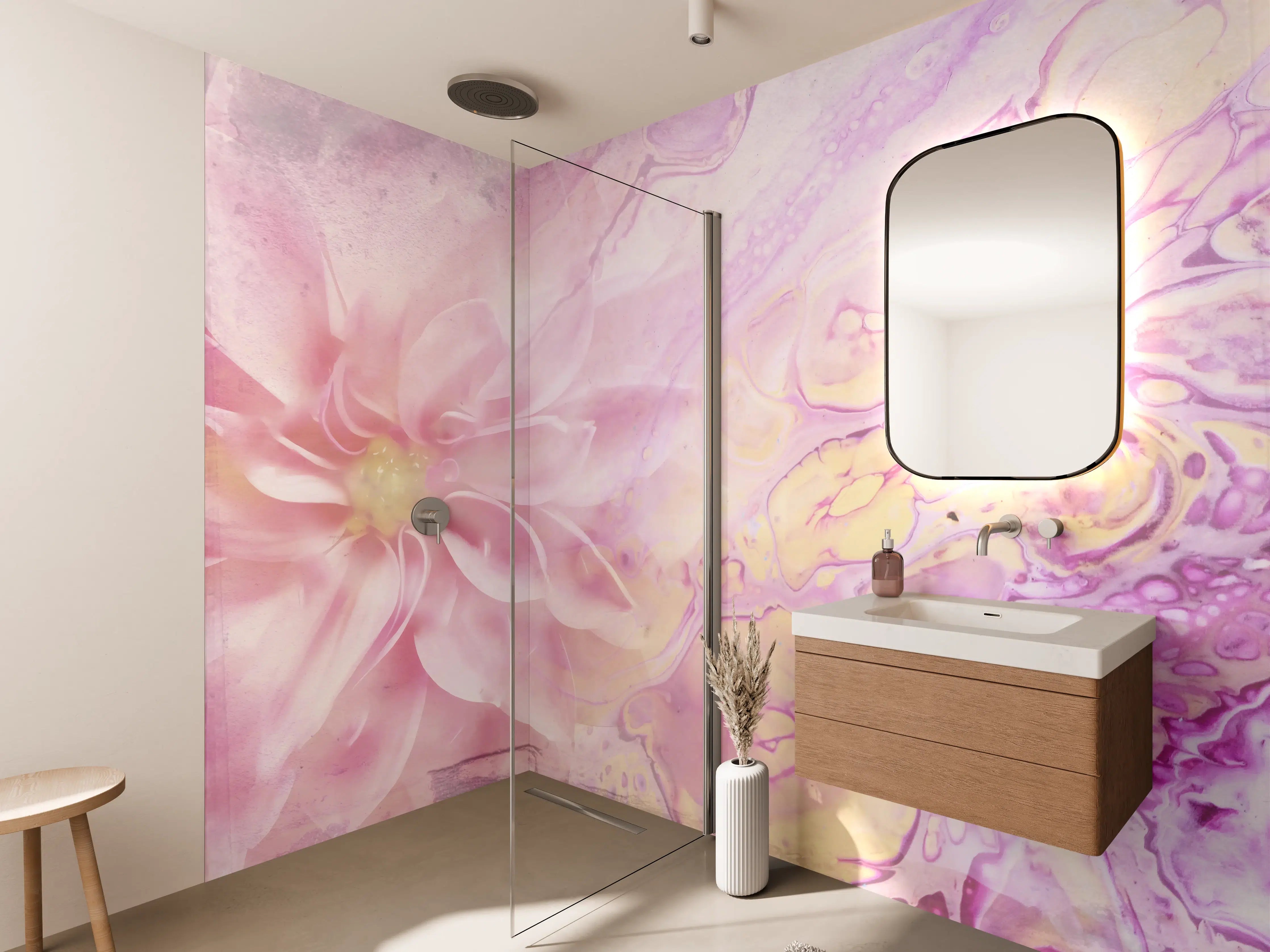 Wandverkleidung Bad - Moderne Kunst - Floral