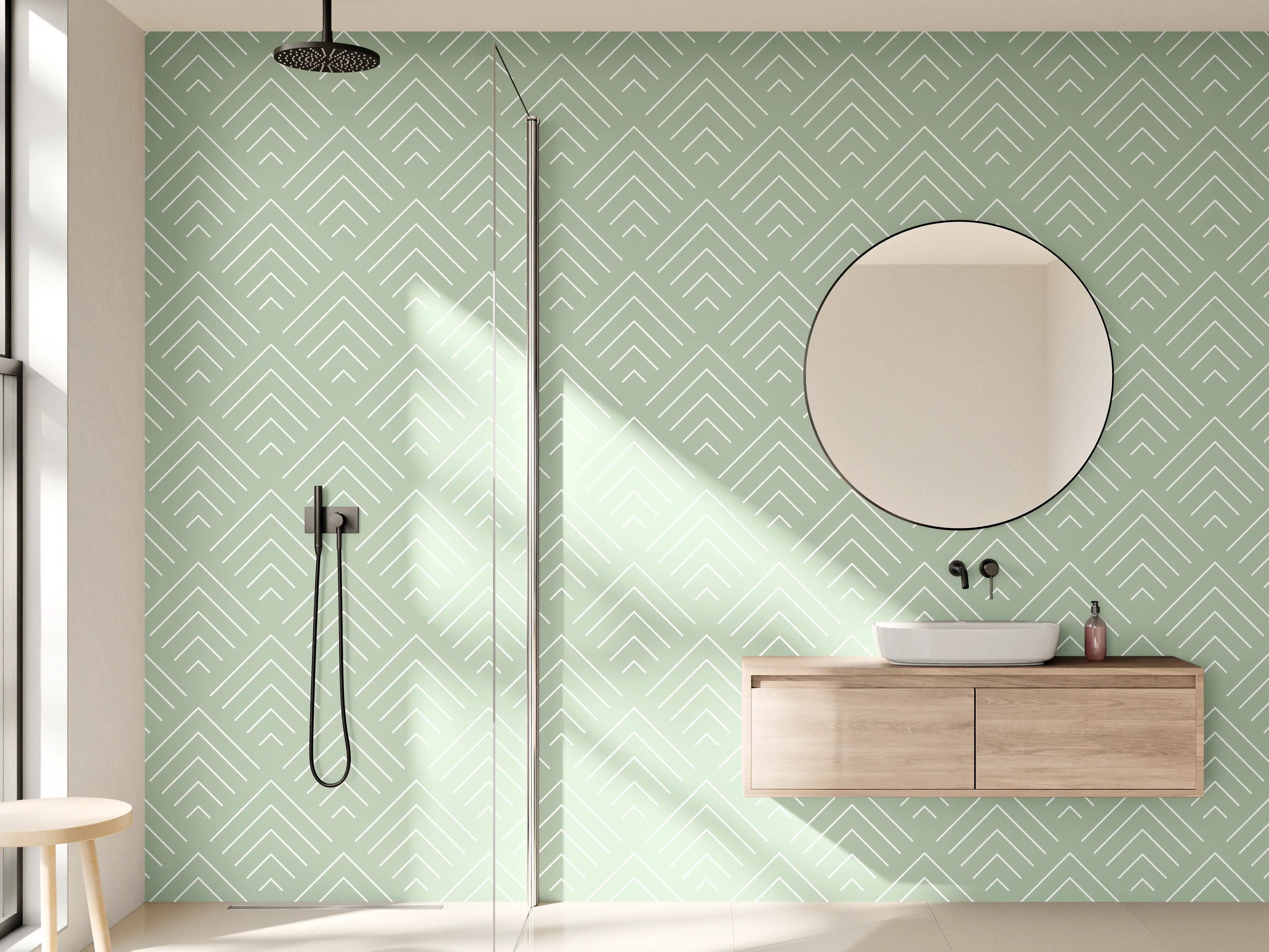 Wandverkleidung Bad - Moderne Mint-Grün Tapete mit geomtrischem Muster