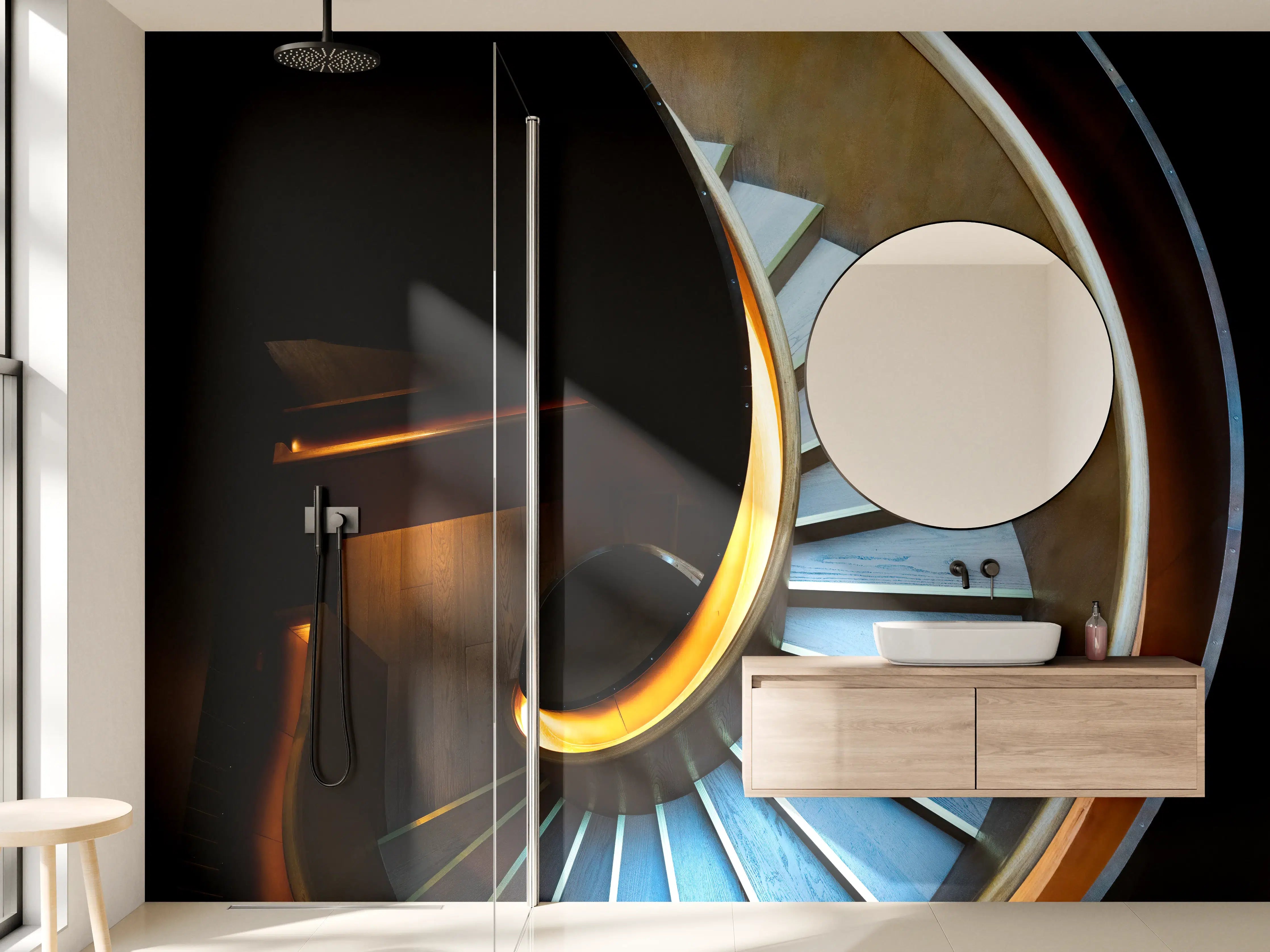Wandverkleidung Bad - Moderne Spiraltreppe Design