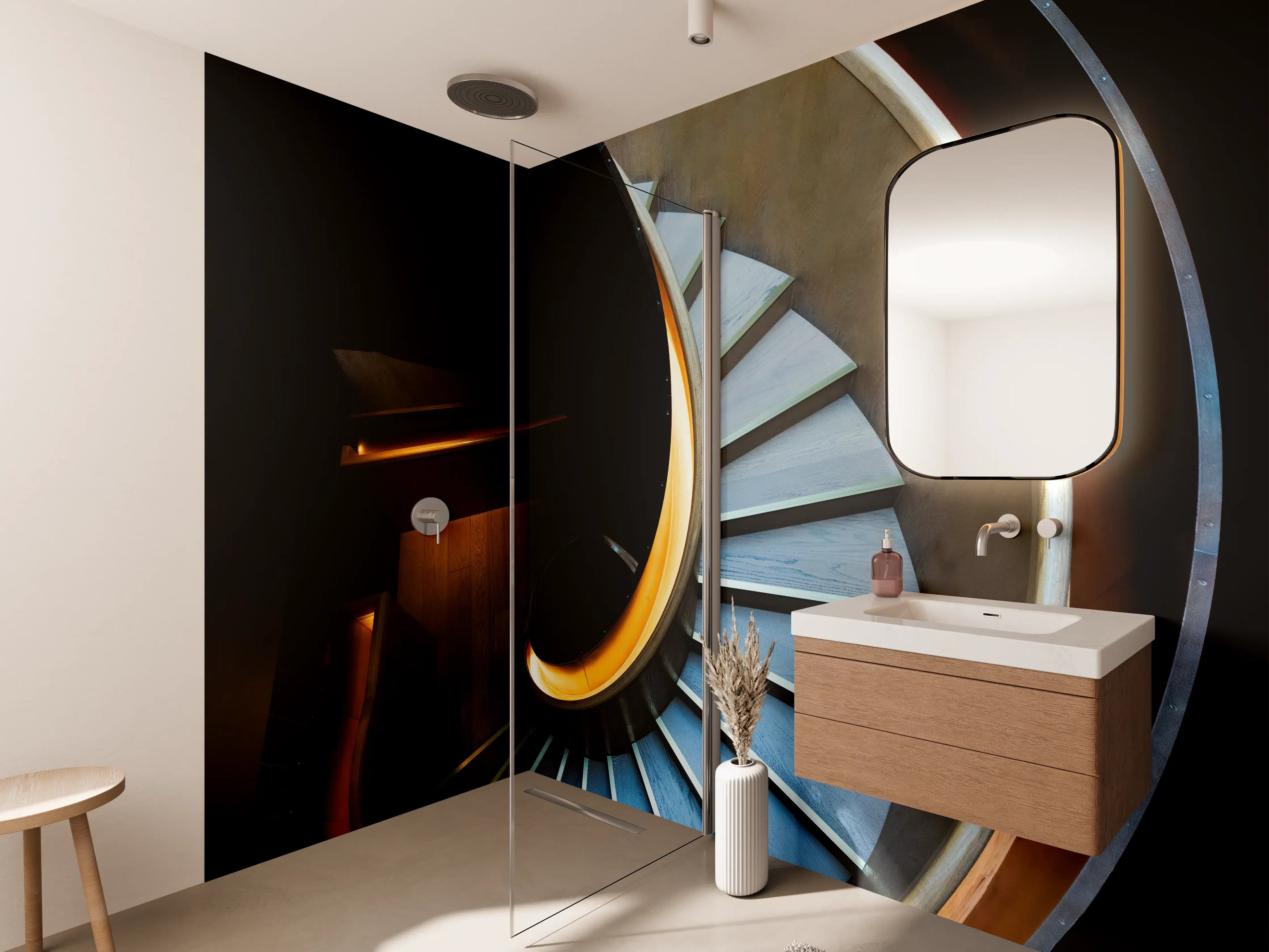 Wandverkleidung Bad - Moderne Spiraltreppe Design