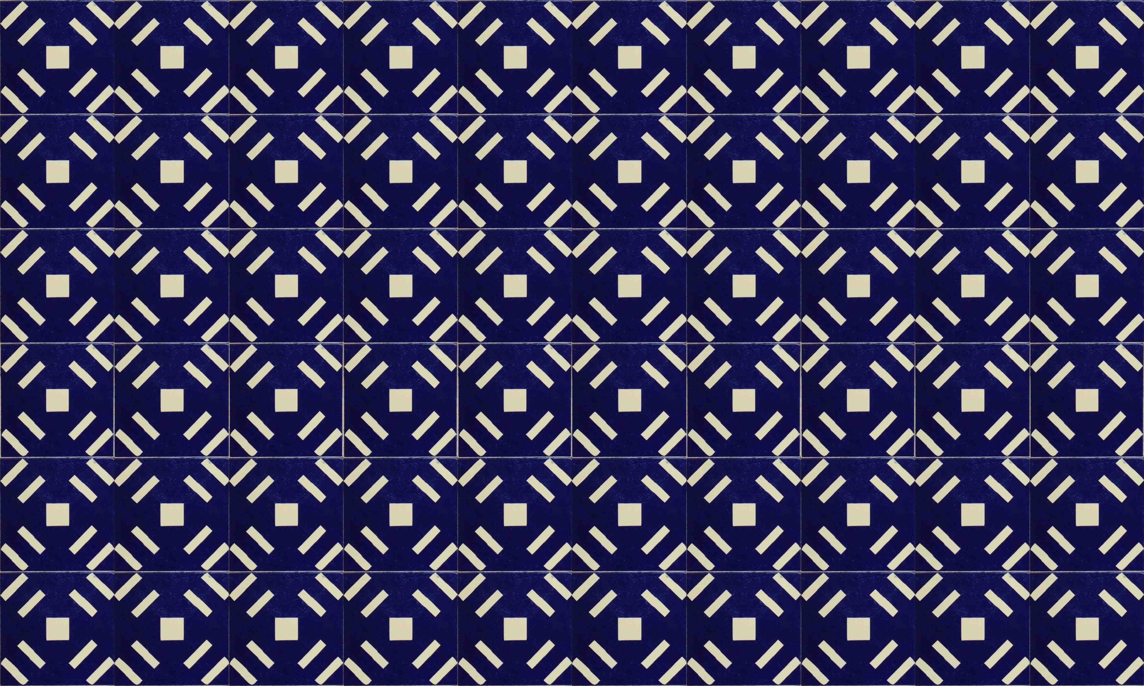 Wandverkleidung Bad-Moderne geometrische Fliesenmuster in Dunkelblau und Beige