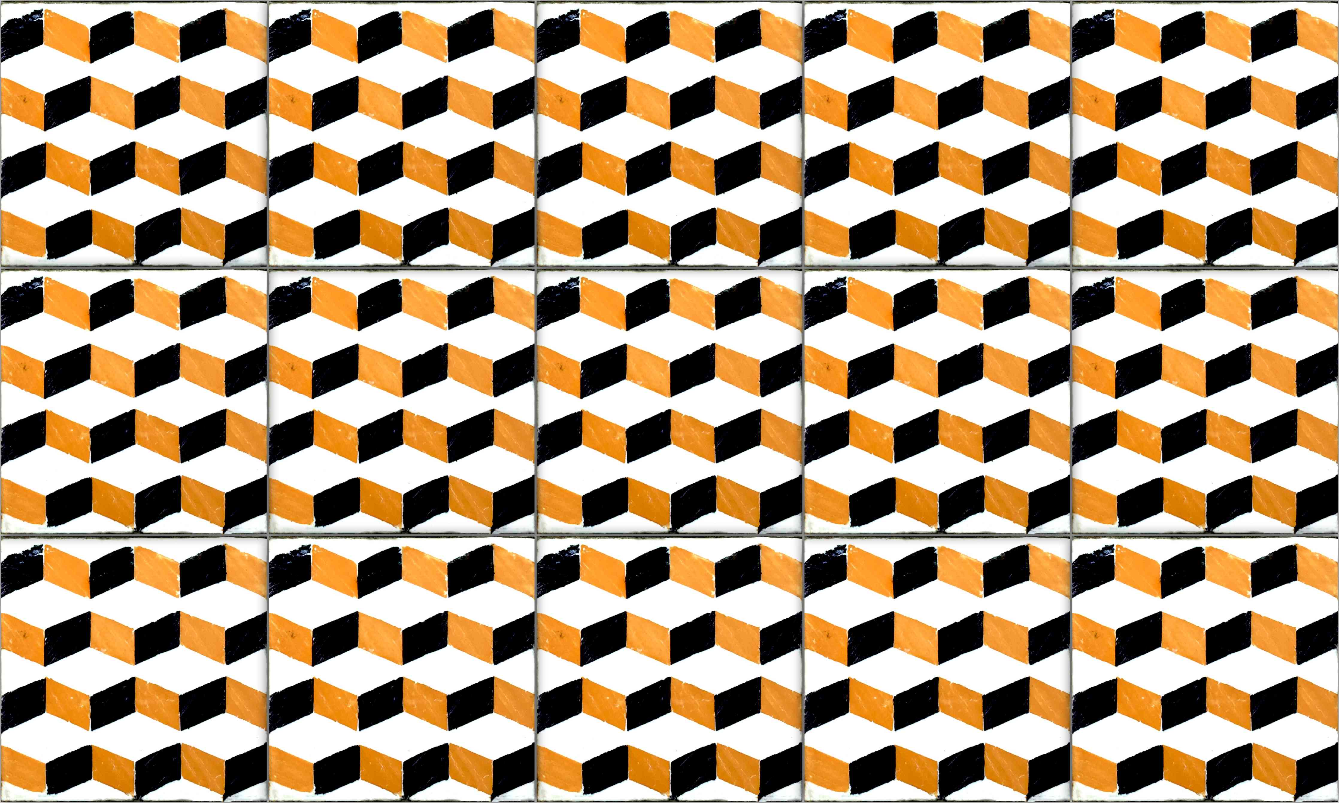 Wandverkleidung Bad-Moderne geometrische Muster in Schwarz, Weiß und Orange