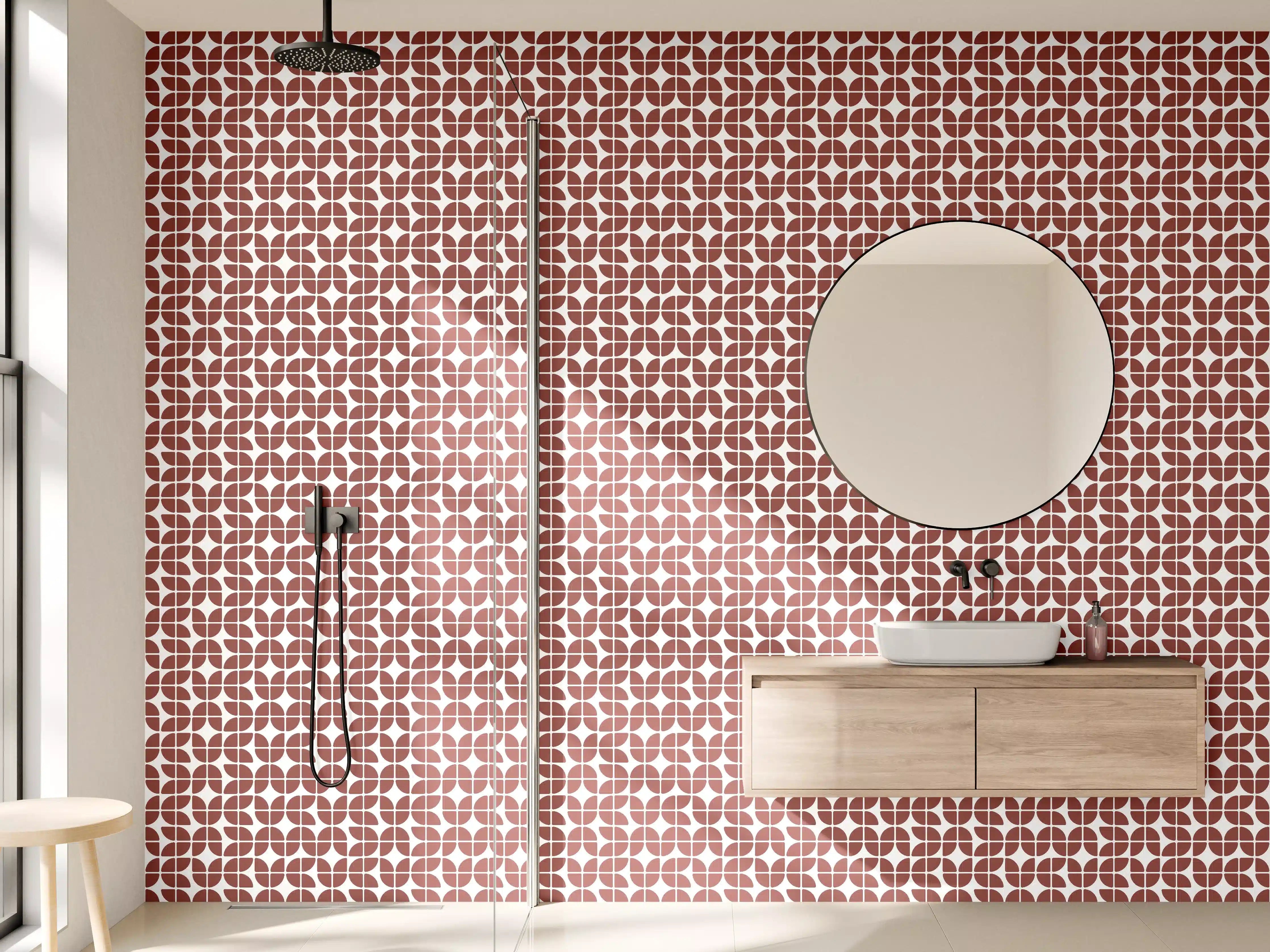 Wandverkleidung Bad - Moderne geometrische Musterwandpaneele in Rotbraun