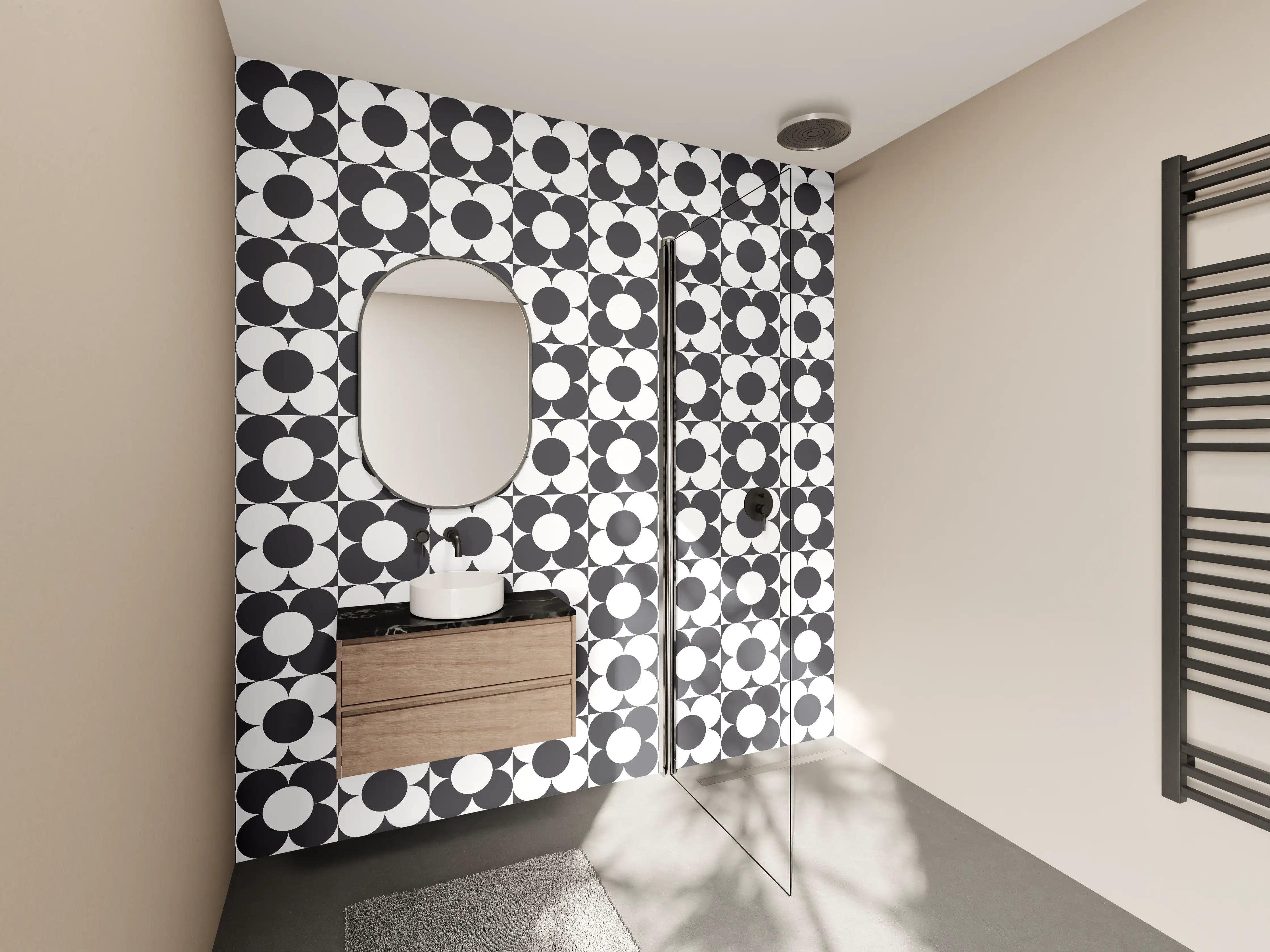 Wandverkleidung Bad - Moderne geometrische Schwarz-Weiß-Muster