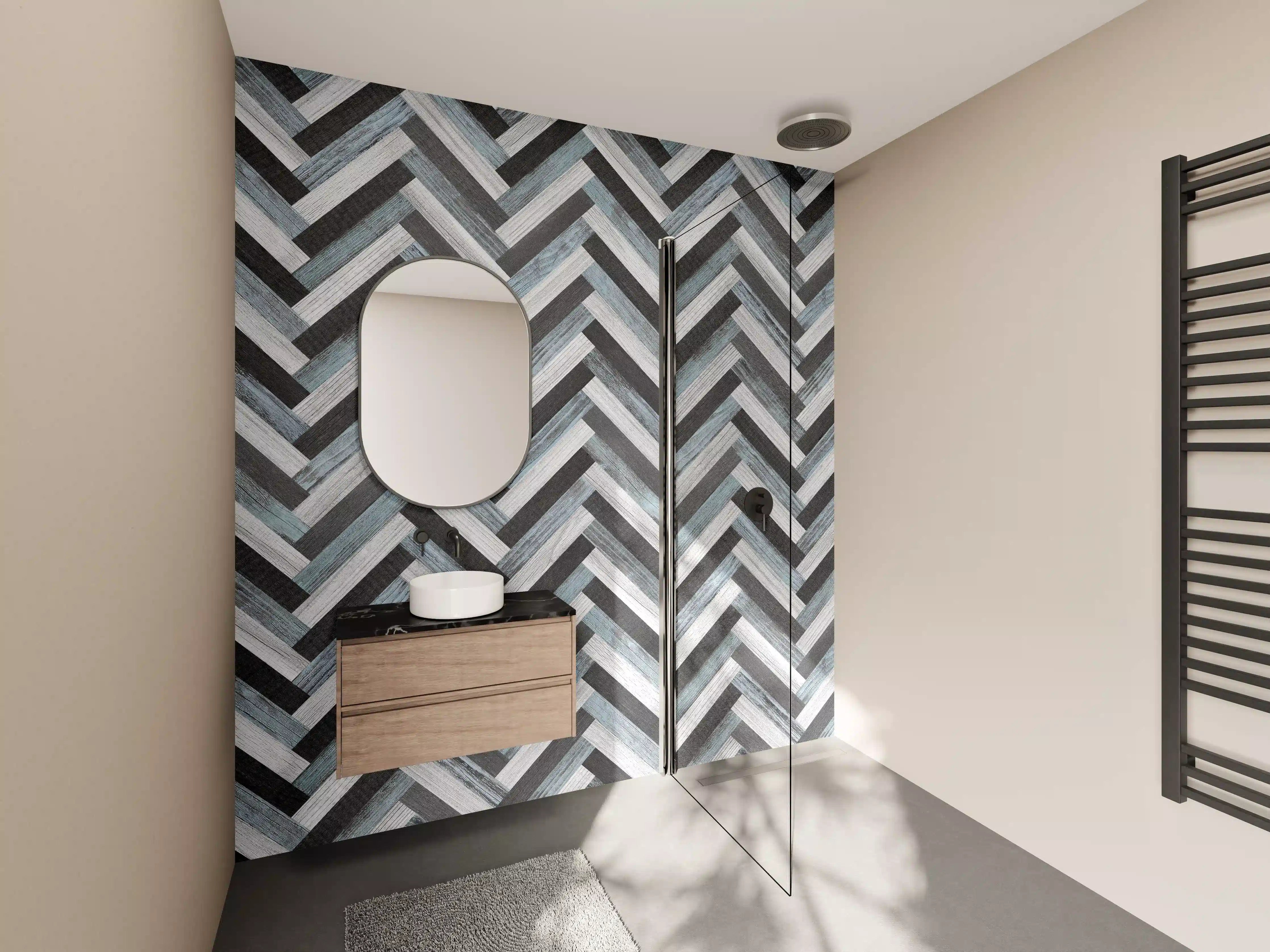 Wandverkleidung Bad - Moderne graue Textur mit geometrischem Muster