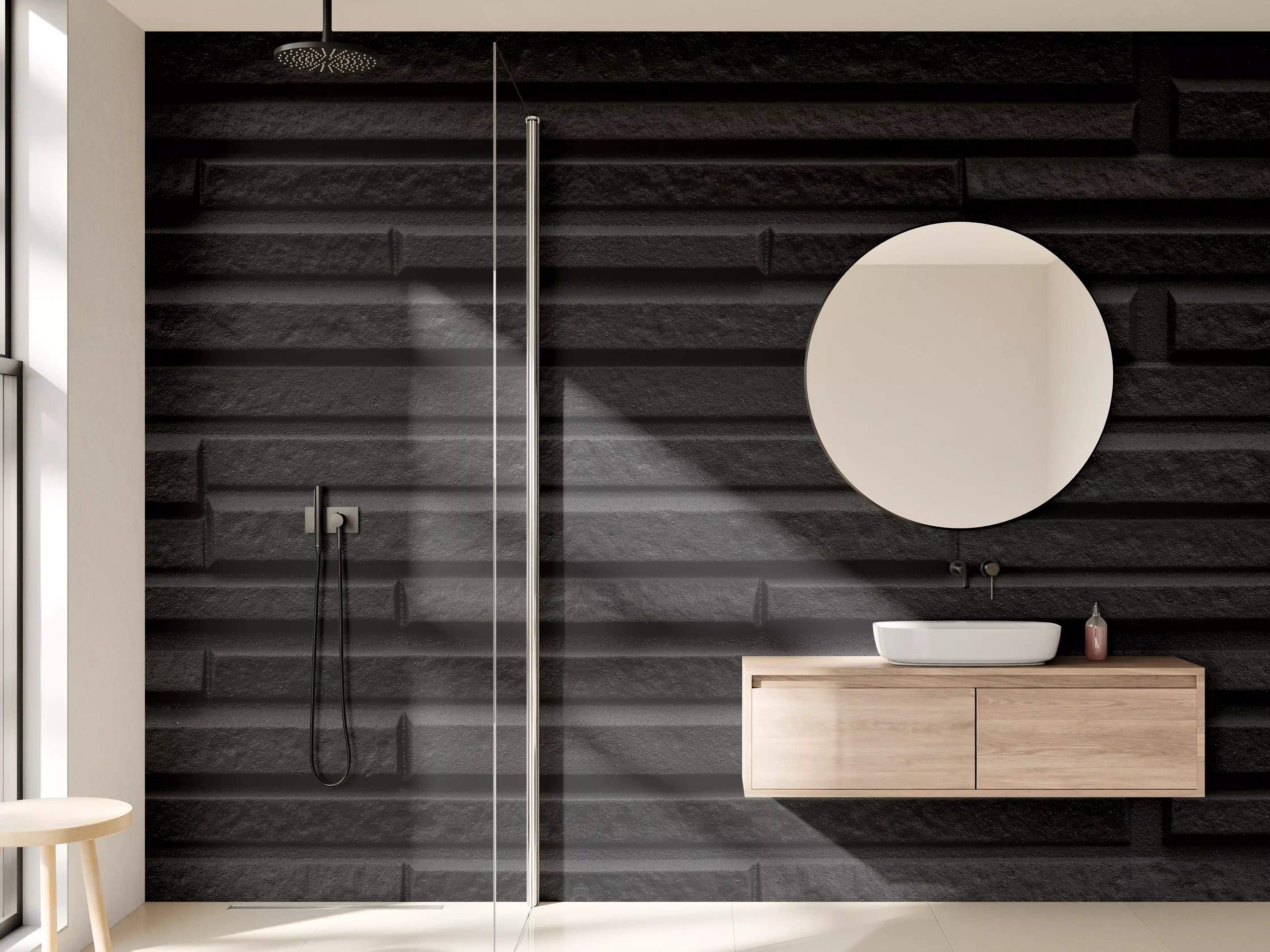 Wandverkleidung Bad - Moderne schwarze Steindwand
