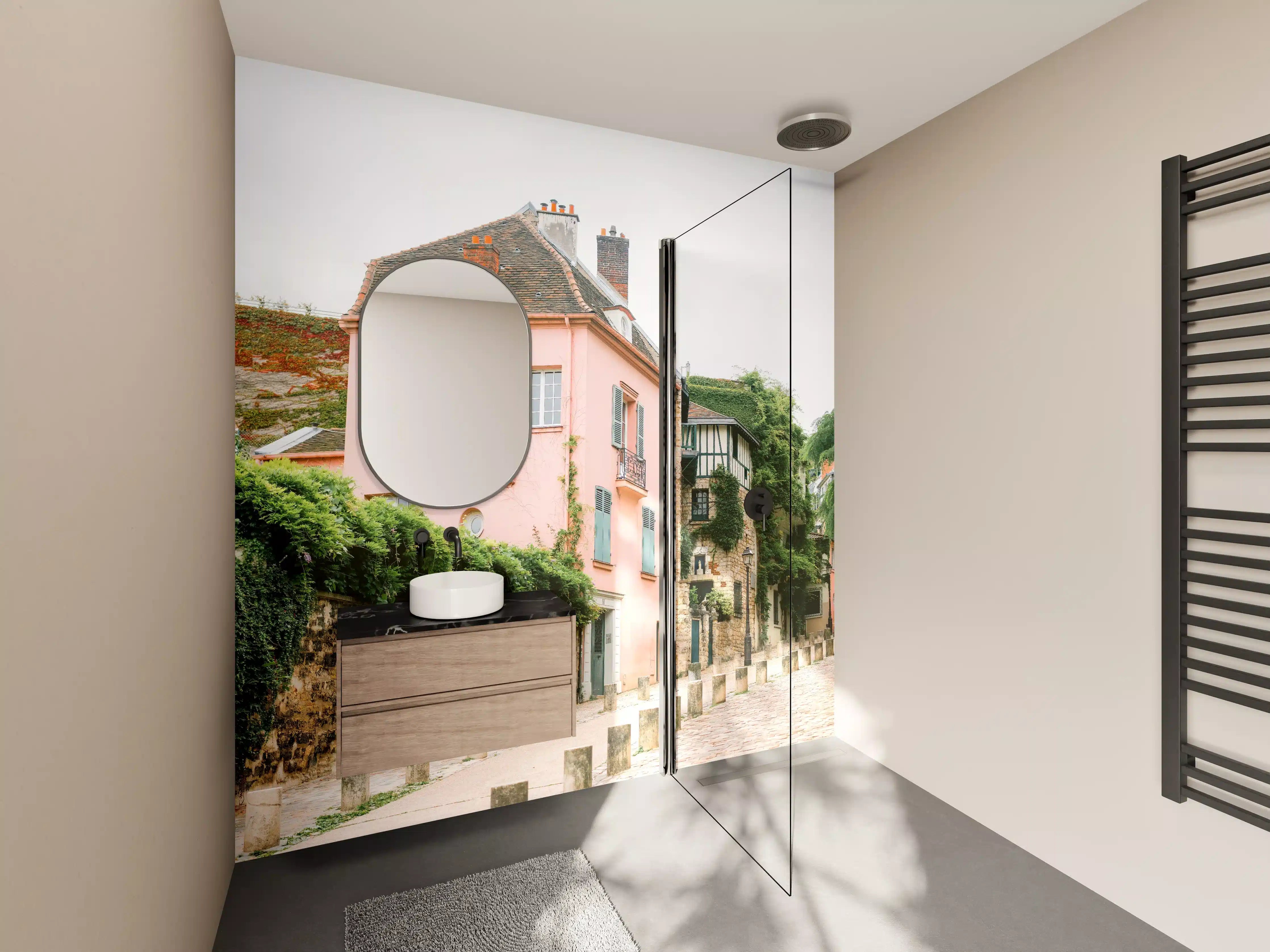 Wandverkleidung Bad - Montmartre Rosa Haus Fotografie