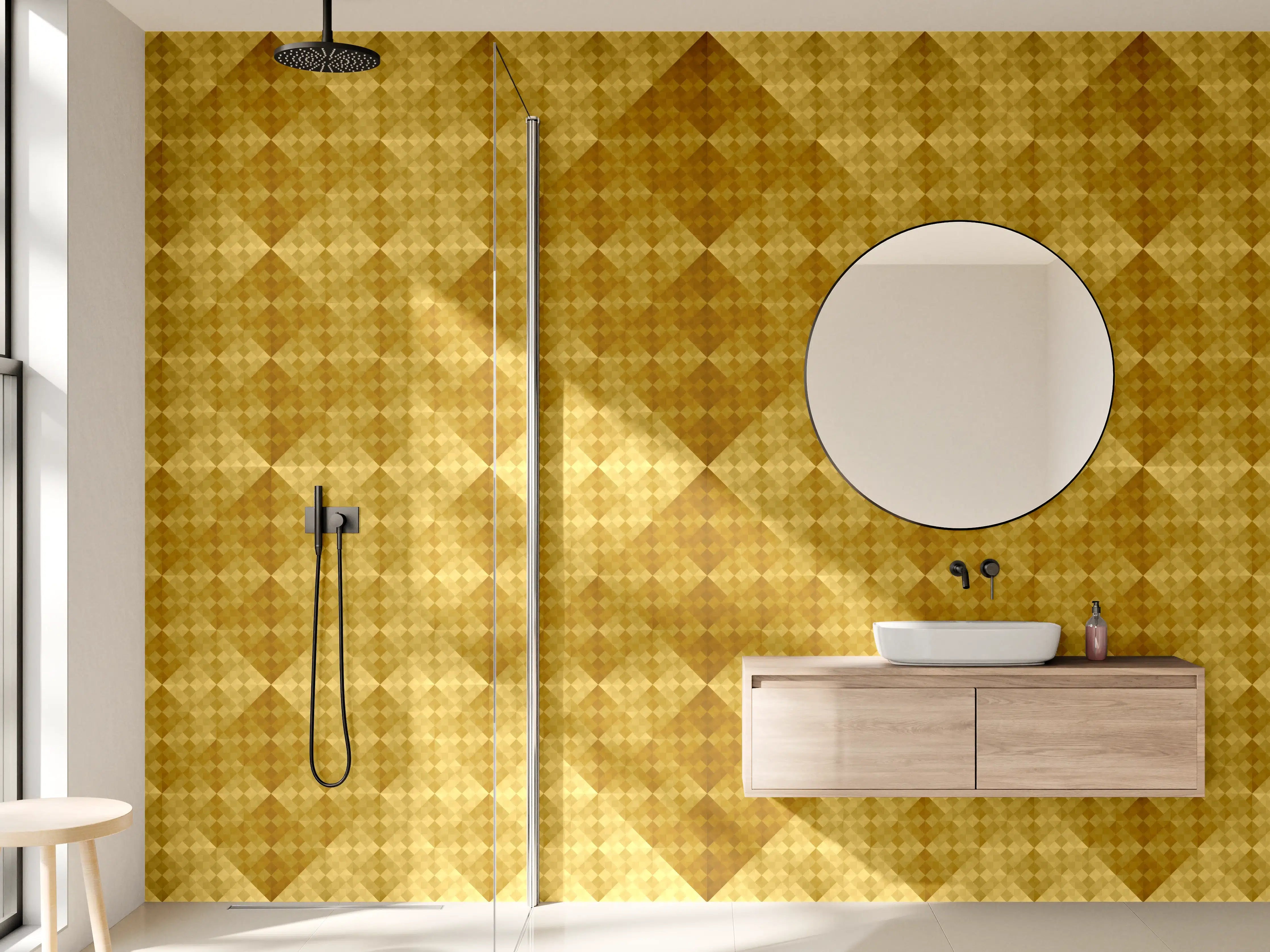 Wandverkleidung Bad - Mosaik Motiv - Goldfolie