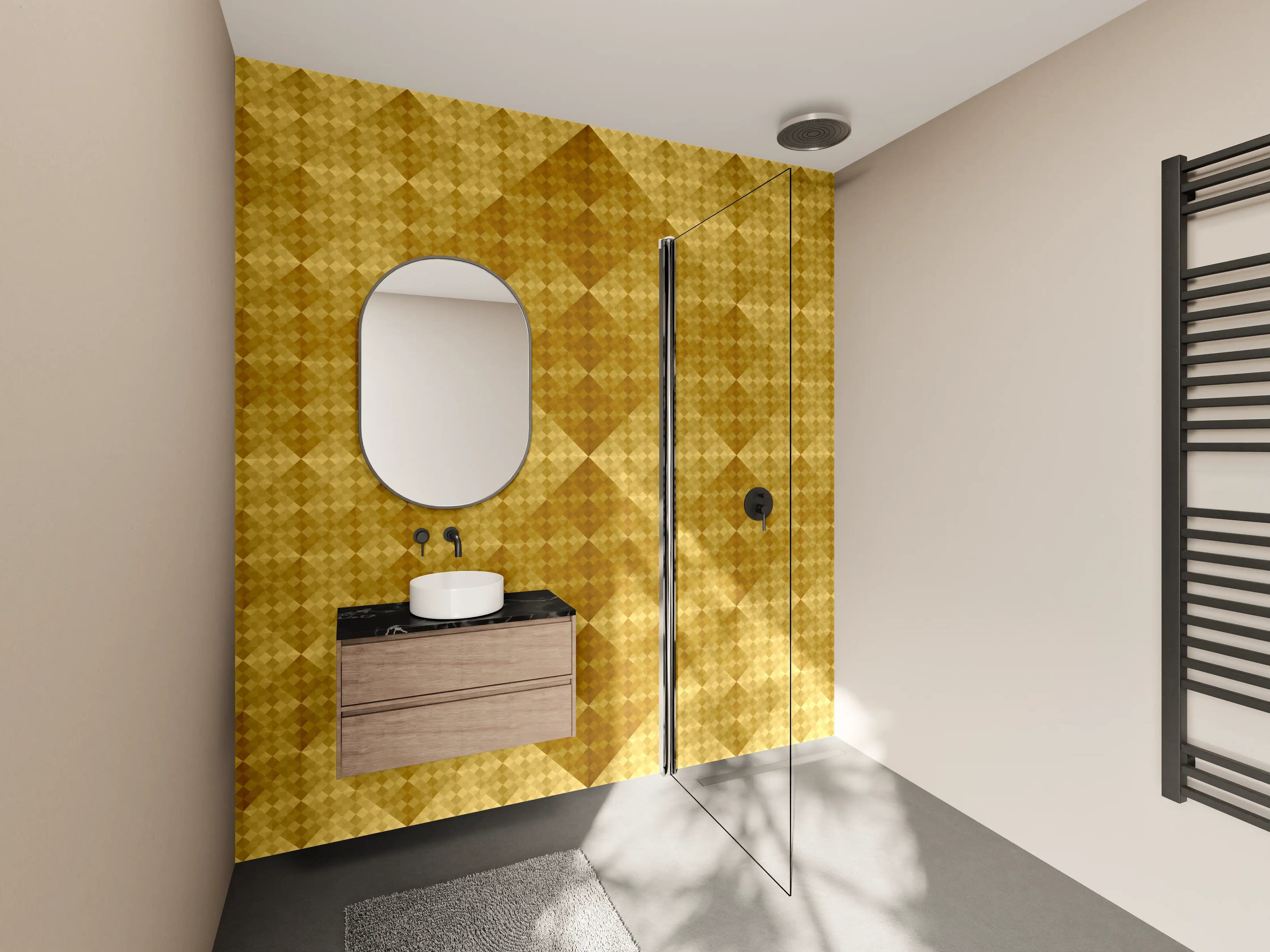 Wandverkleidung Bad - Mosaik Motiv - Goldfolie