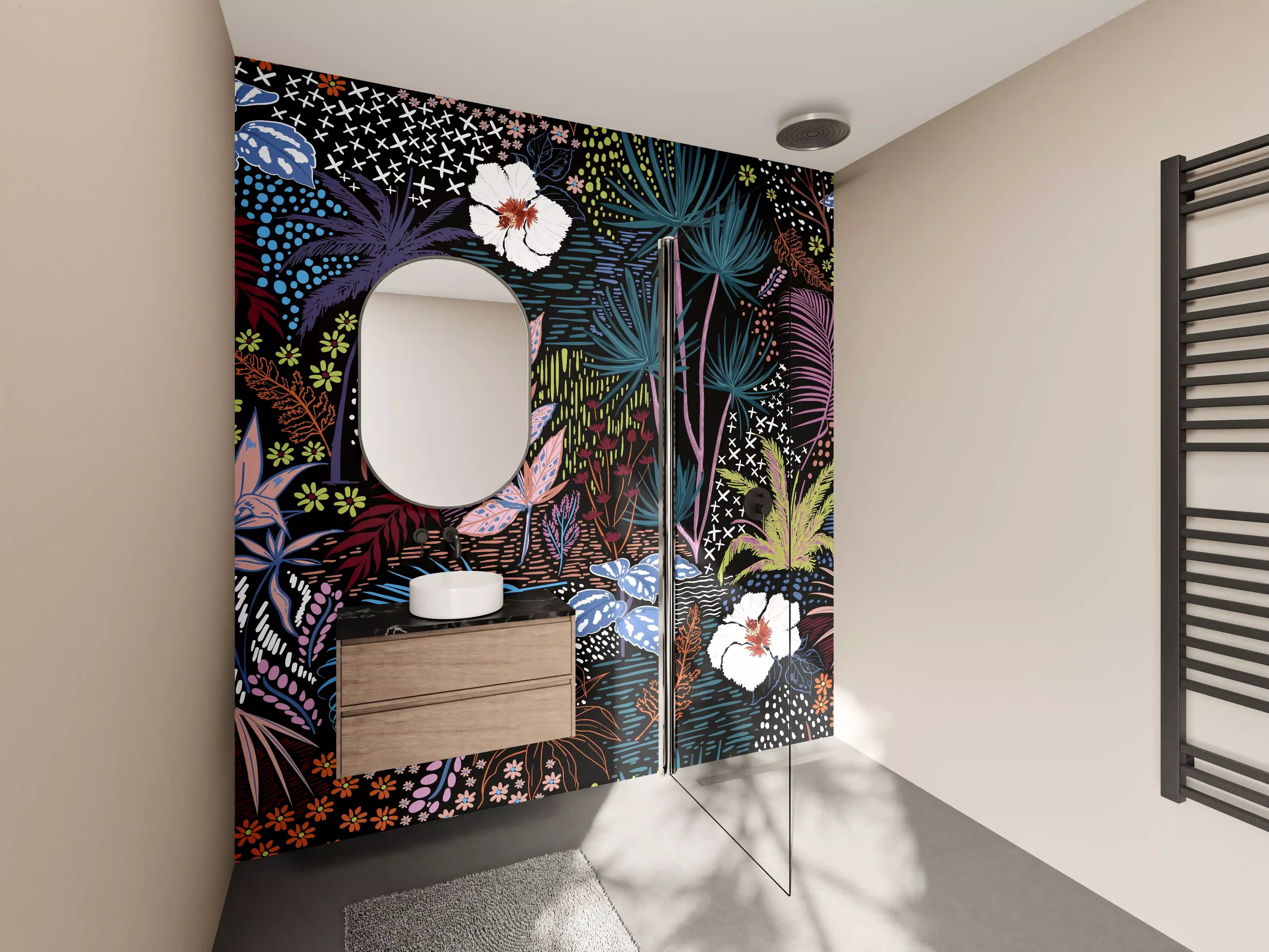 Wandverkleidung Bad - Mystic Tropic Pflanzenmuster