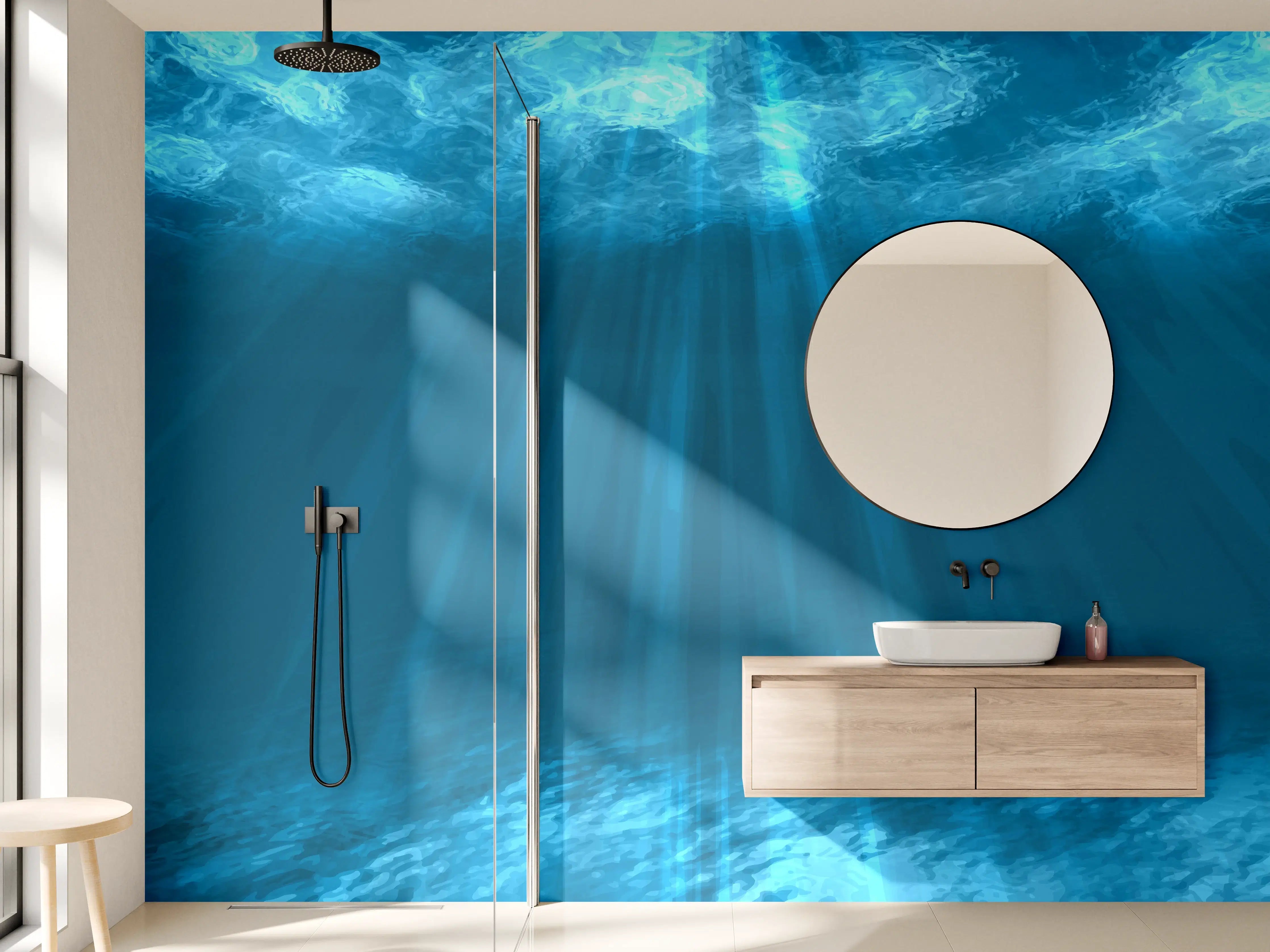 Wandverkleidung Bad - Mystische Unterwasserwelt Blau