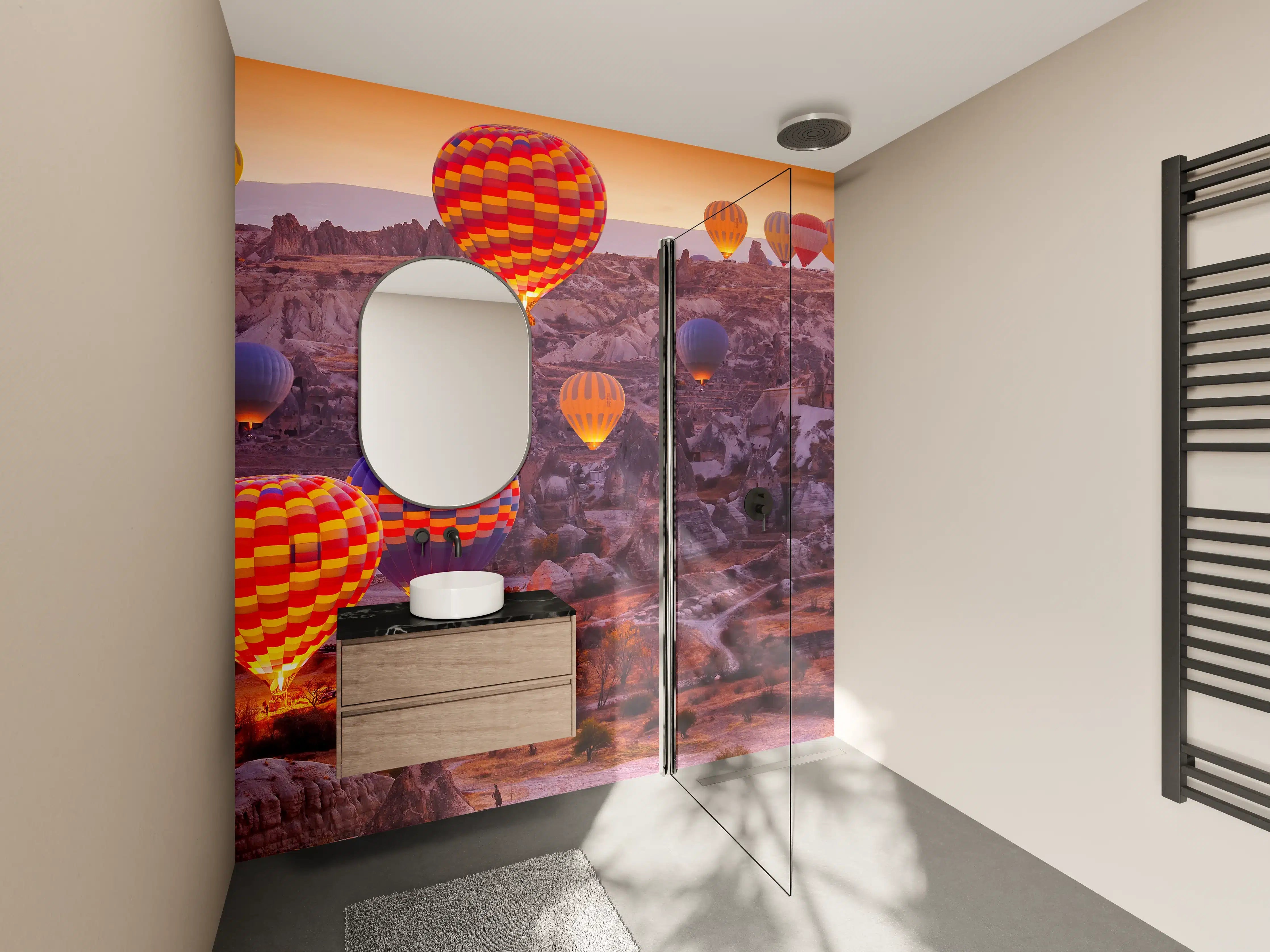 Wandverkleidung Bad - Nahaufnahme von Ballons in Kappadokien 