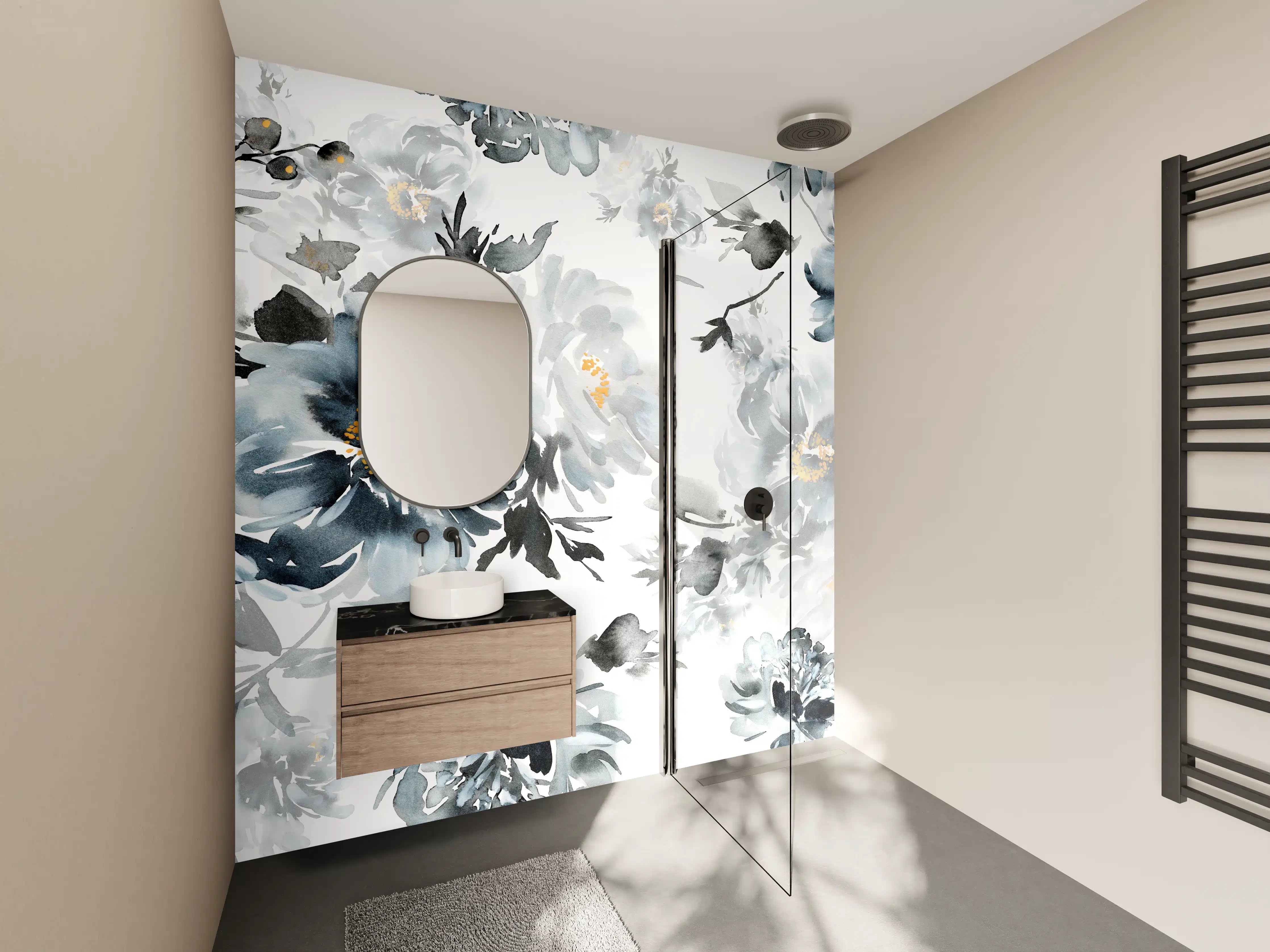 Wandverkleidung Bad - Nahtlose Sommer Muster mit Aquarell Blumen