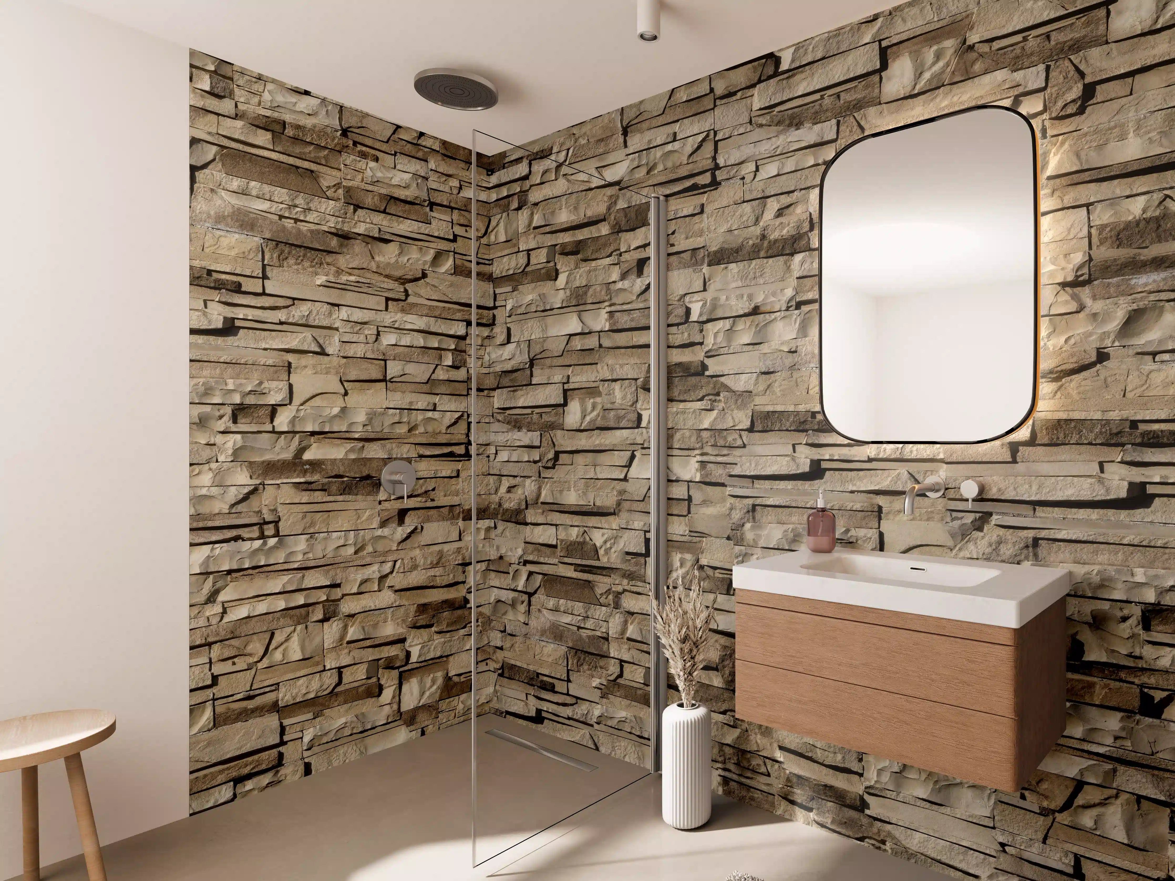 Wandverkleidung Bad - Nahtlose Textur von Klinkerfliesen - Dunkel