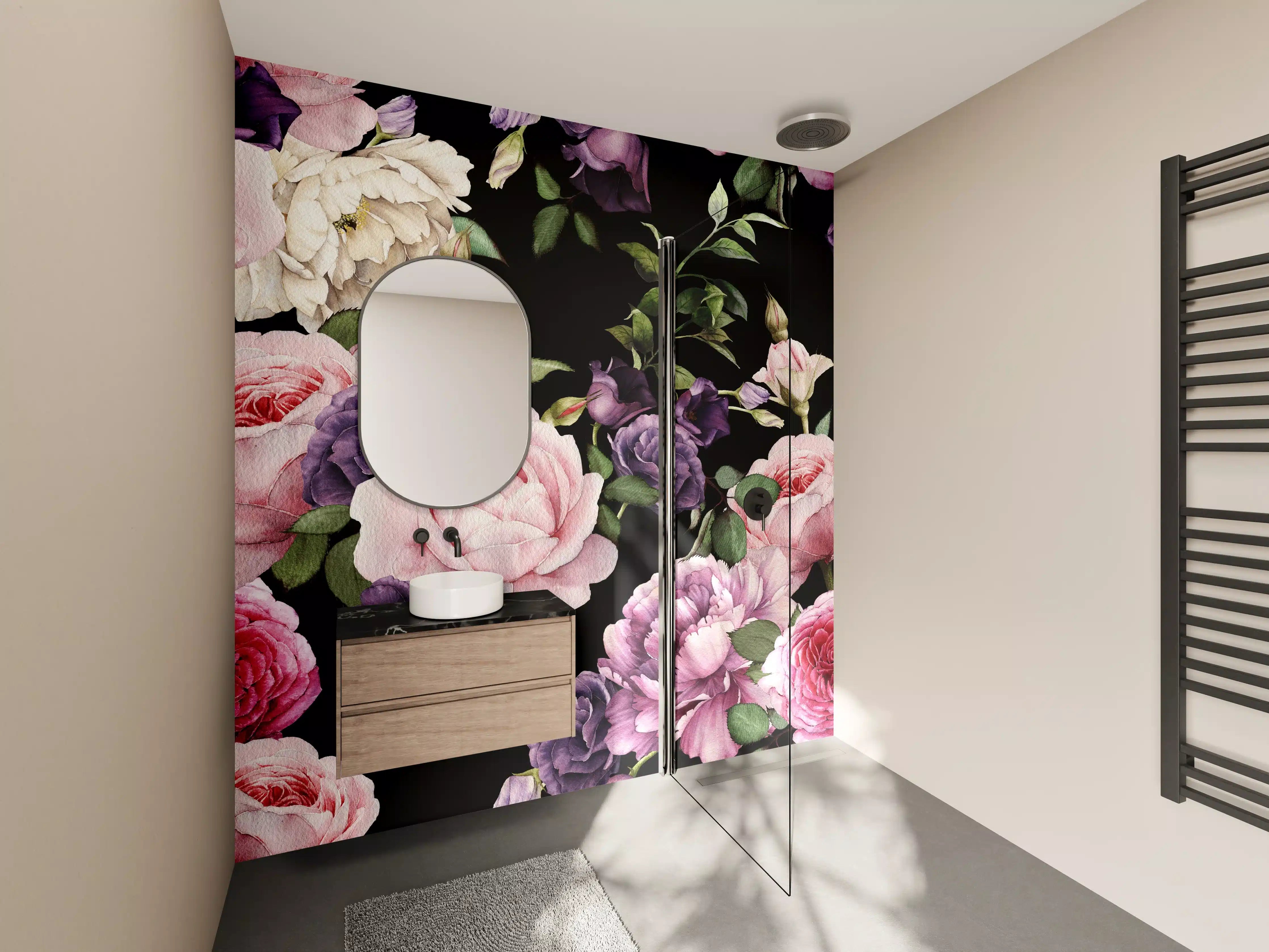 Wandverkleidung Bad - Nahtloses florales Muster mit Rosen