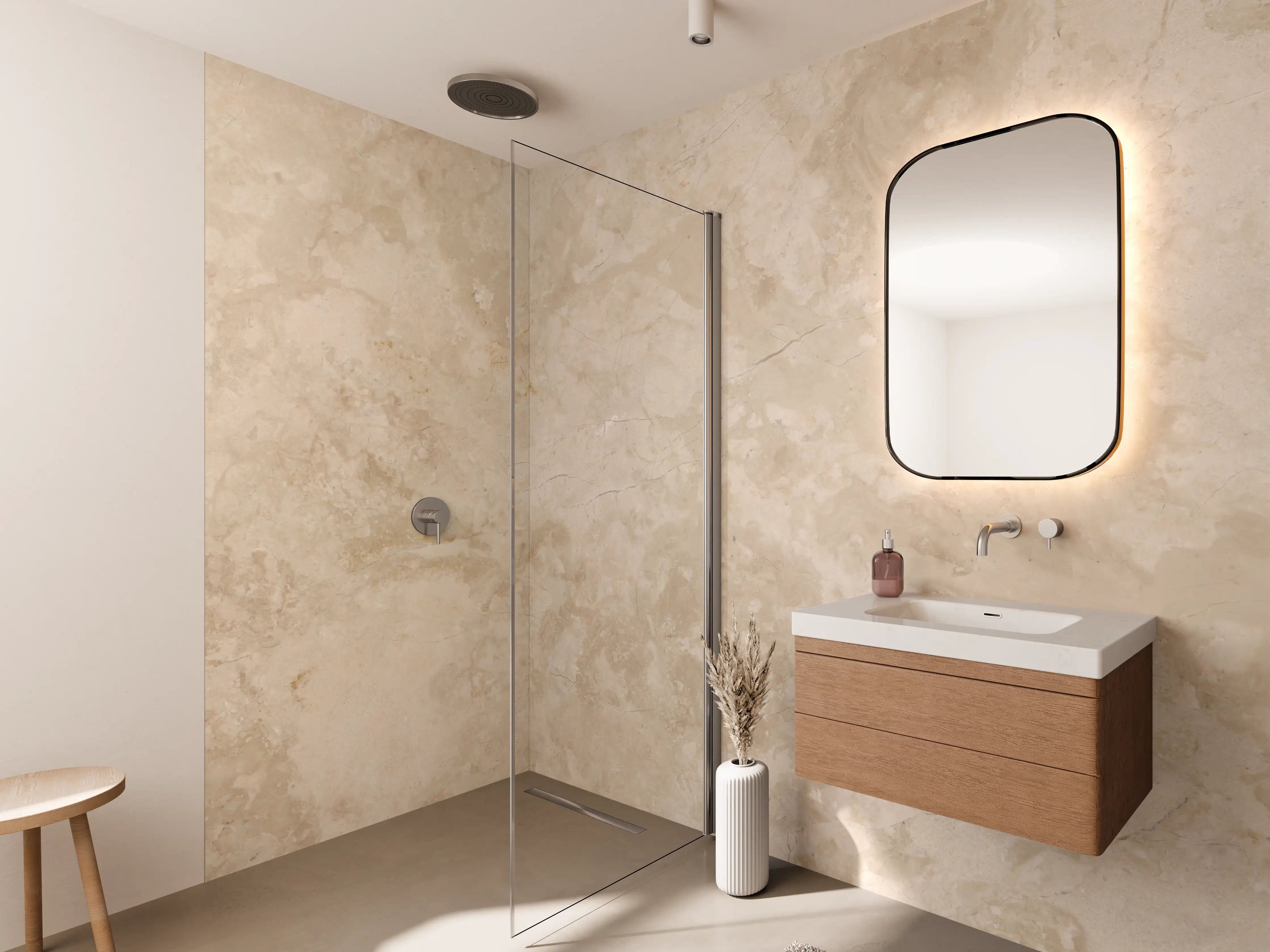 Wandverkleidung Bad - Natürliche Beige Marmor Textur