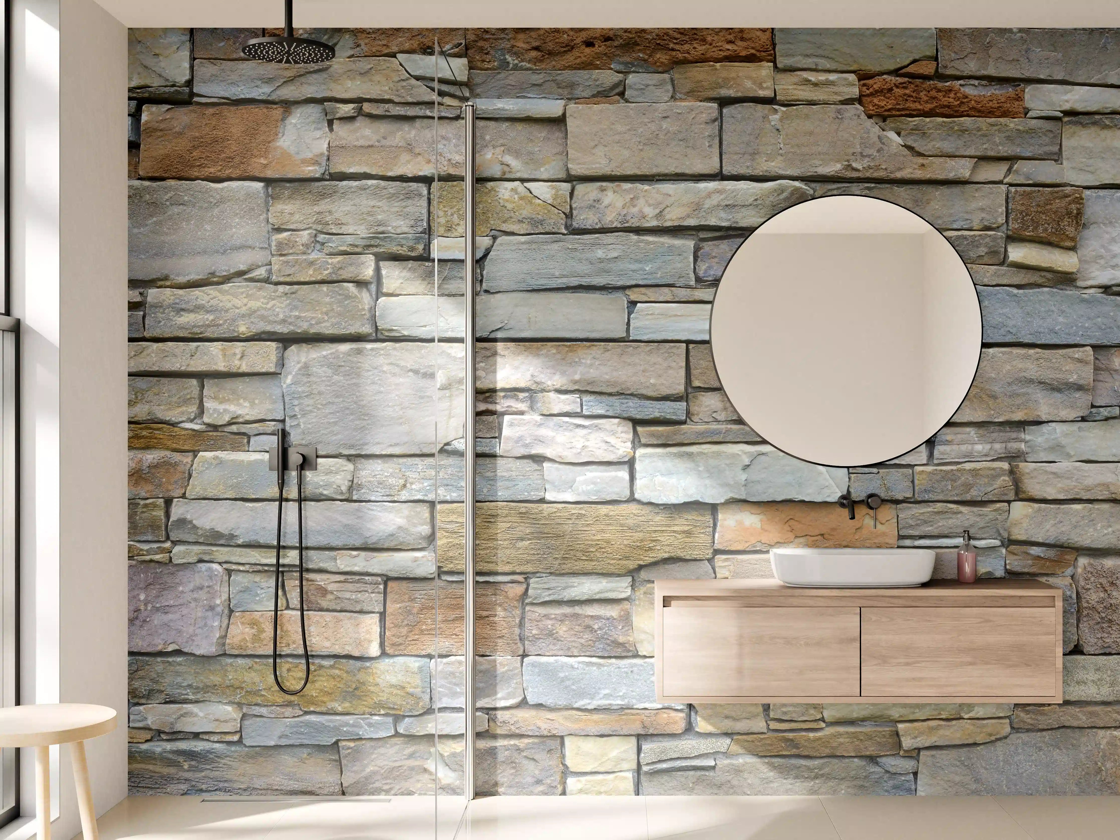 Wandverkleidung Bad - Natürliche Steinaussenwand