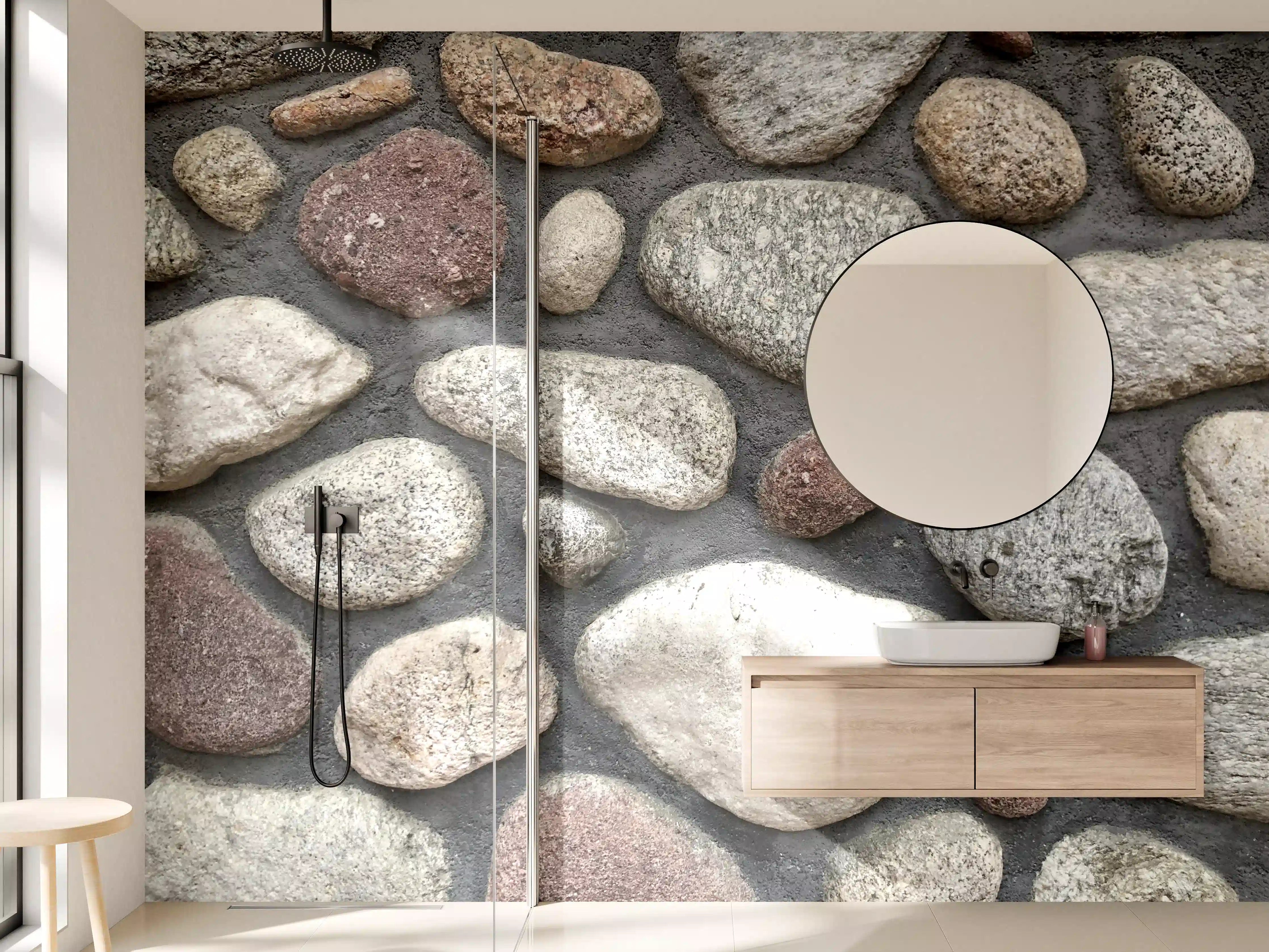 Wandverkleidung Bad - Natürliche Steinmauer mit vielfältigen Texturen