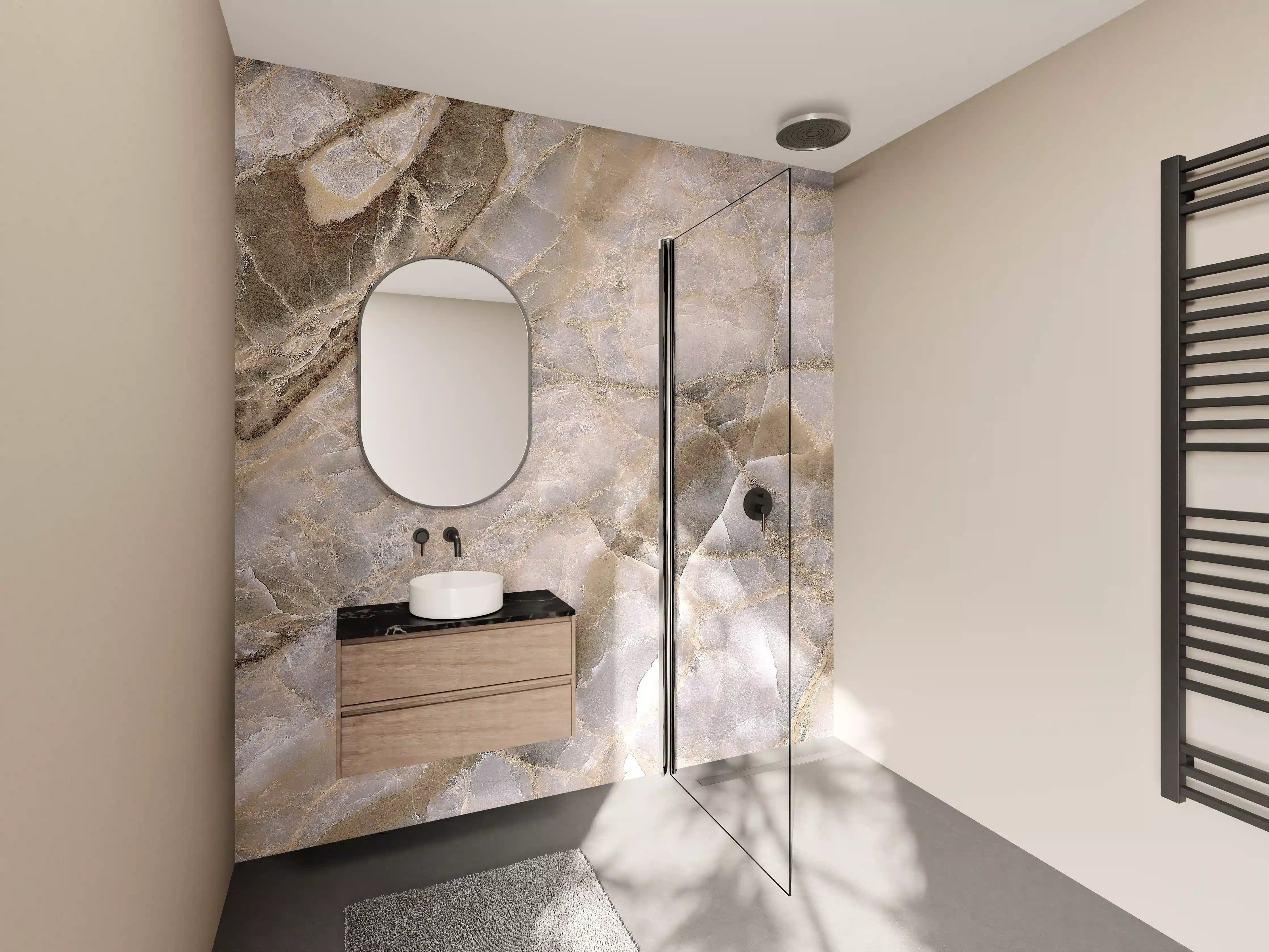 Wandverkleidung Bad - Natürliche graue Onyx Oberfläche