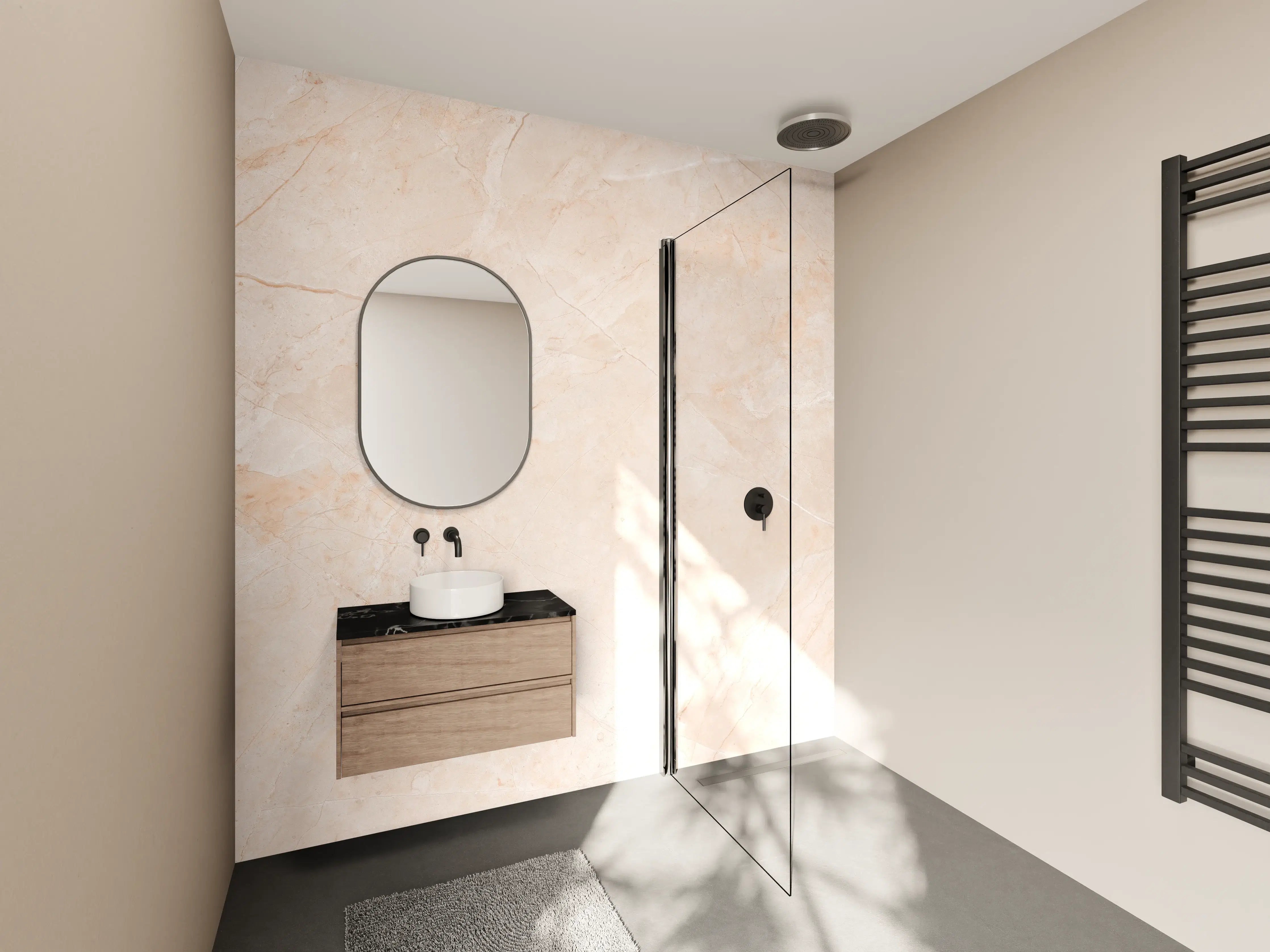 Wandverkleidung Bad - Natürlicher Sandstein - Granit