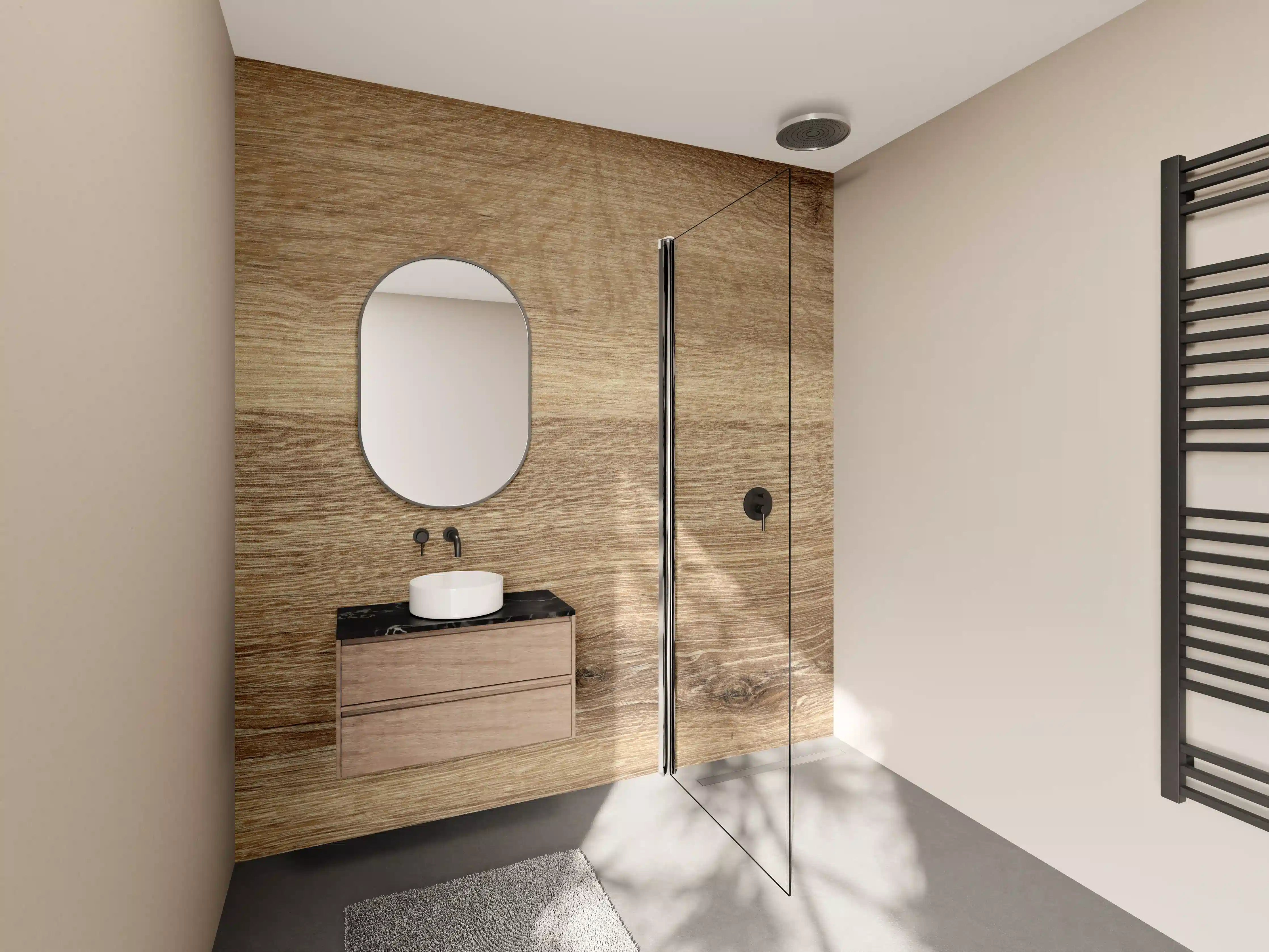 Wandverkleidung Bad - Naturbraune Altholztextur 2