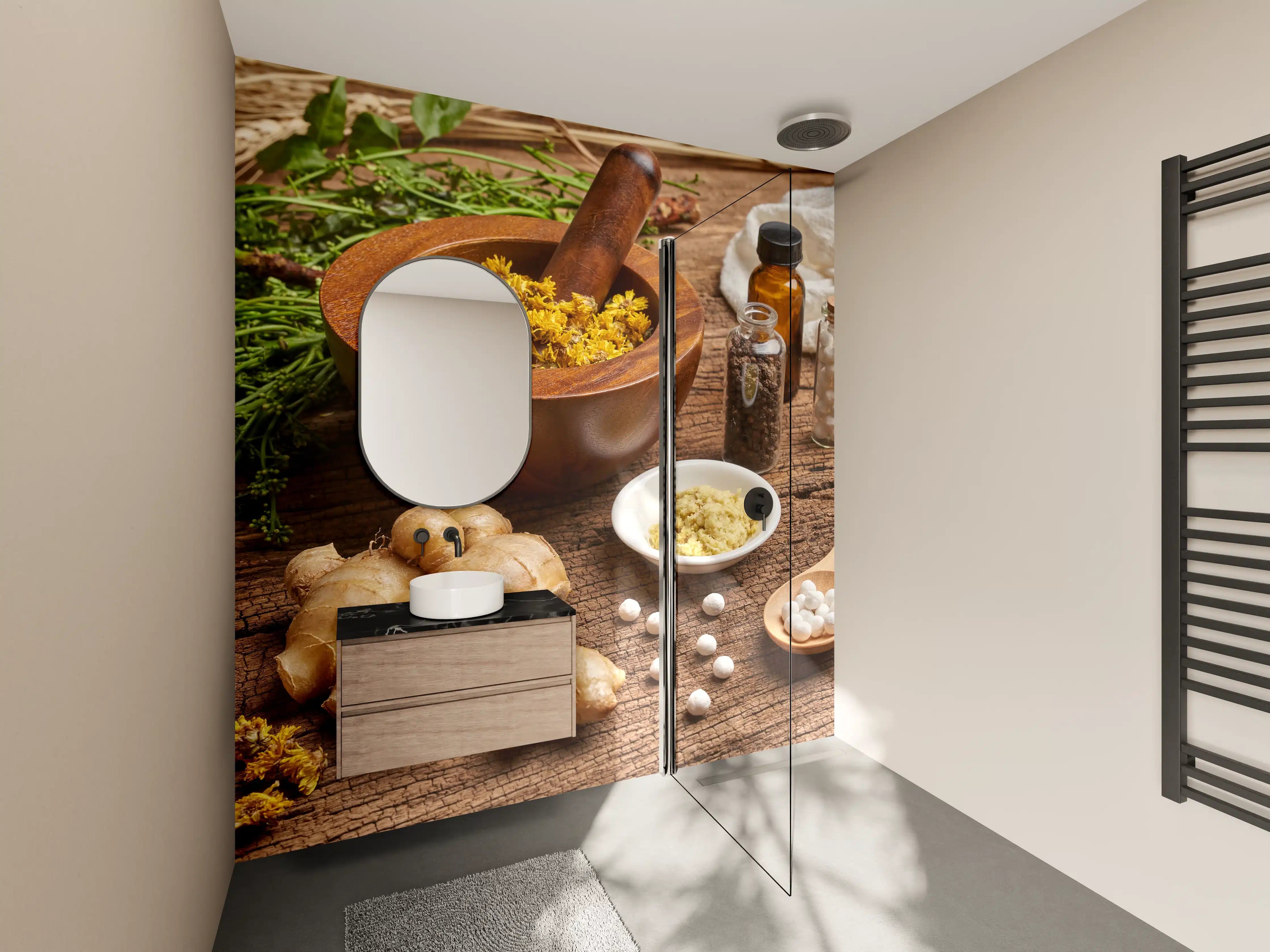Wandverkleidung Bad - Naturheilkunde Bio-Kräuter Wohlfühlset