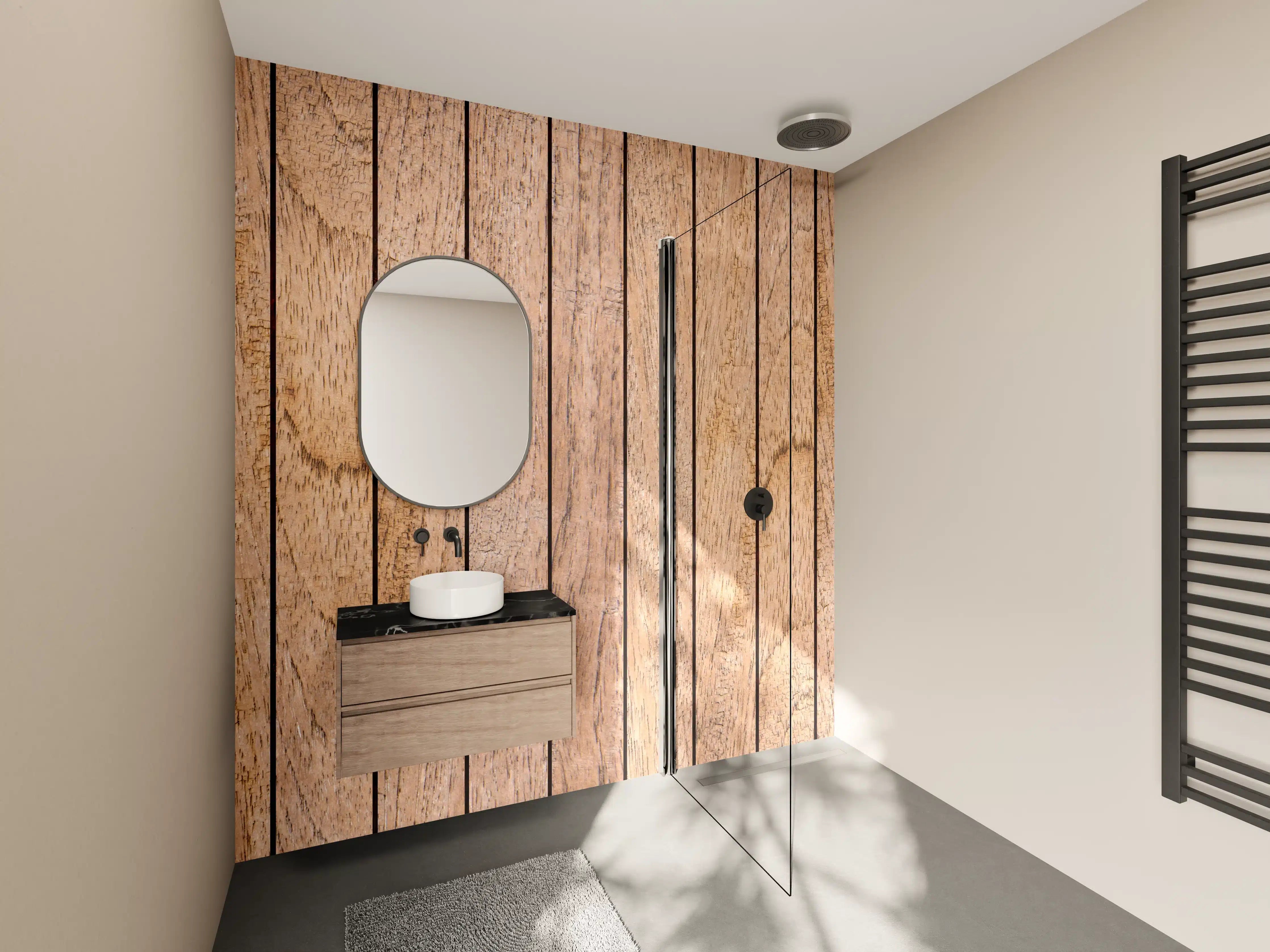 Wandverkleidung Bad - Naturholz Bretter Muster