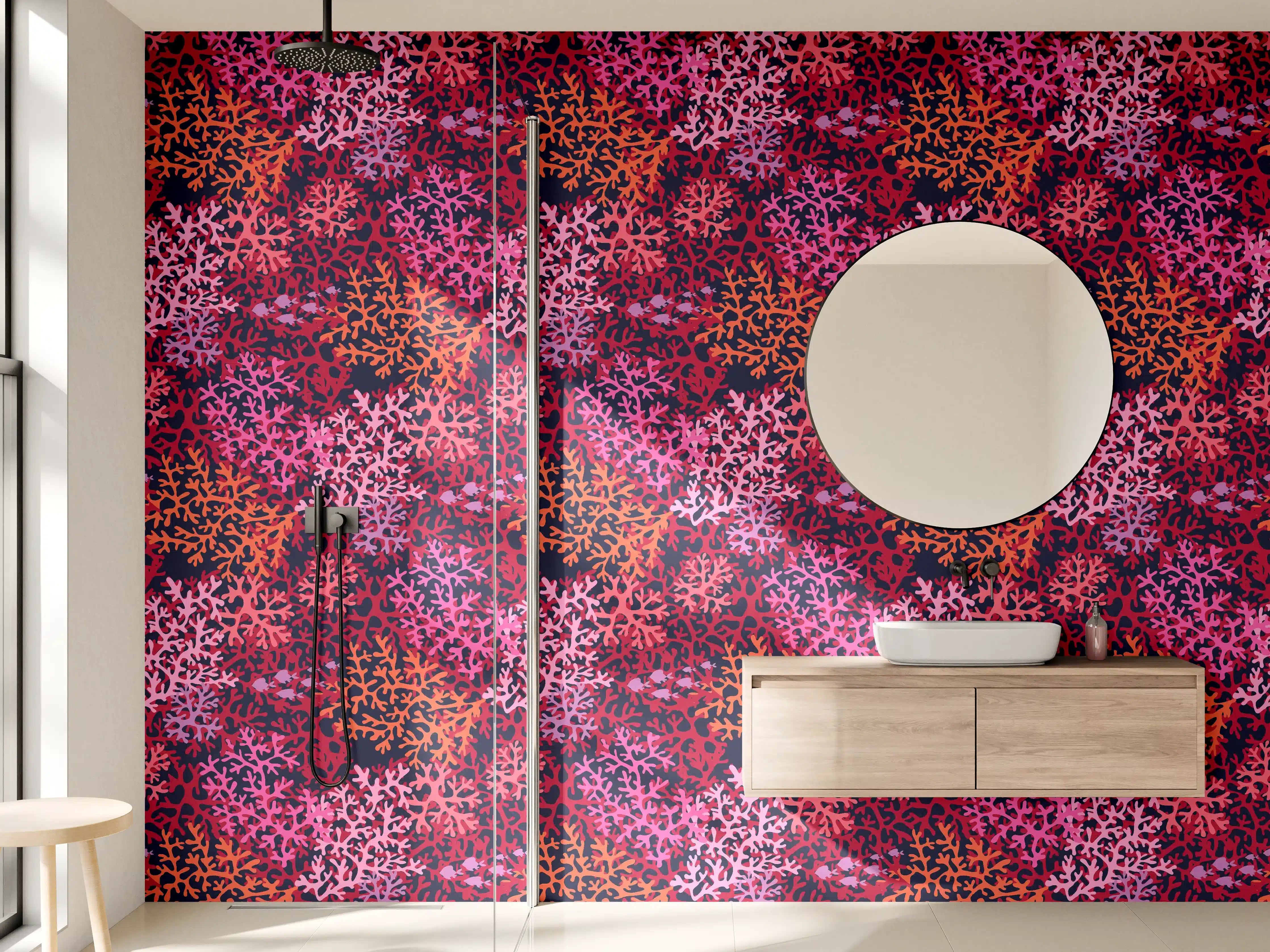 Wandverkleidung Bad - Neon-Korallen Pink Muster