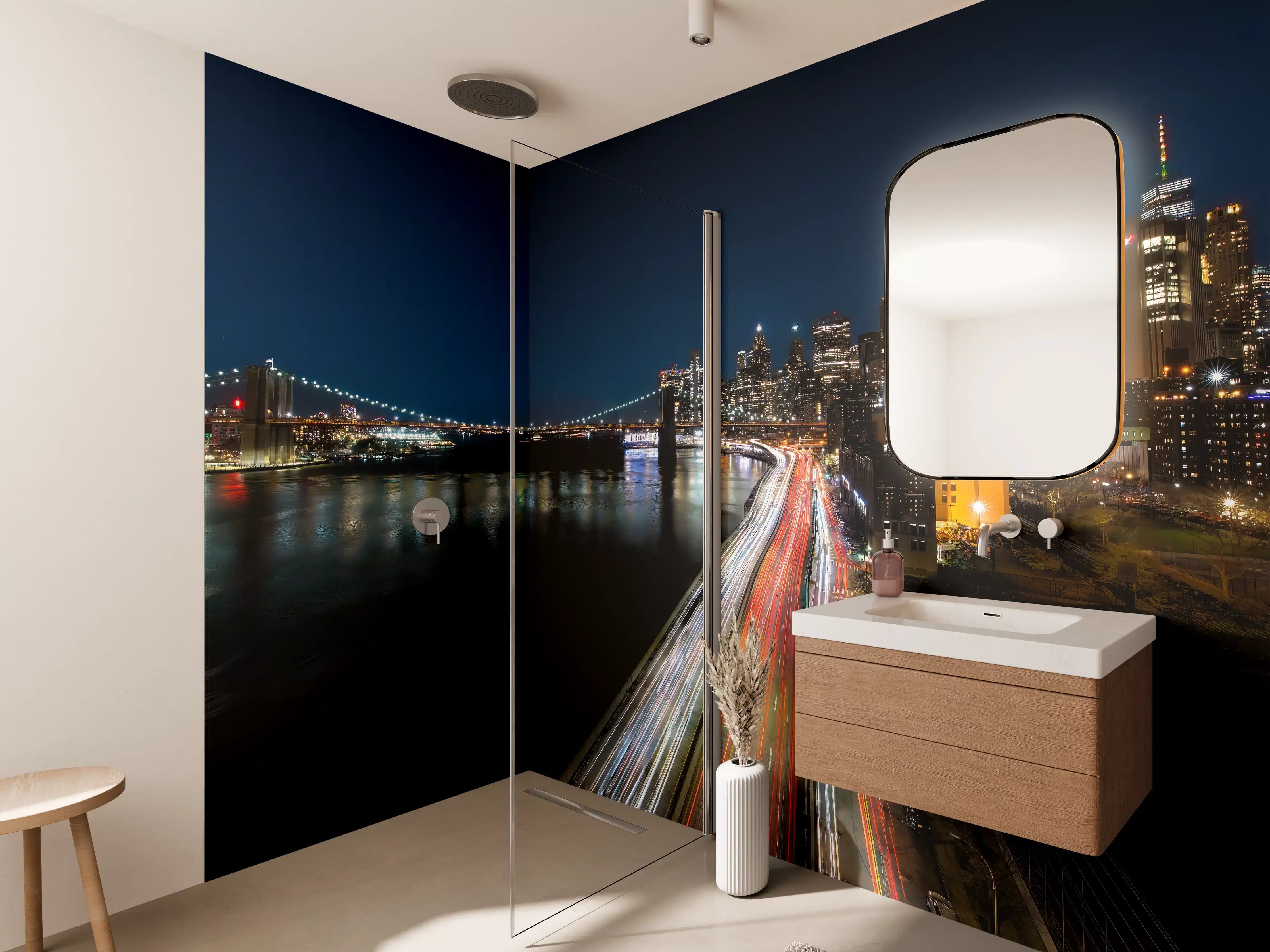 Wandverkleidung Bad - New York Light Night