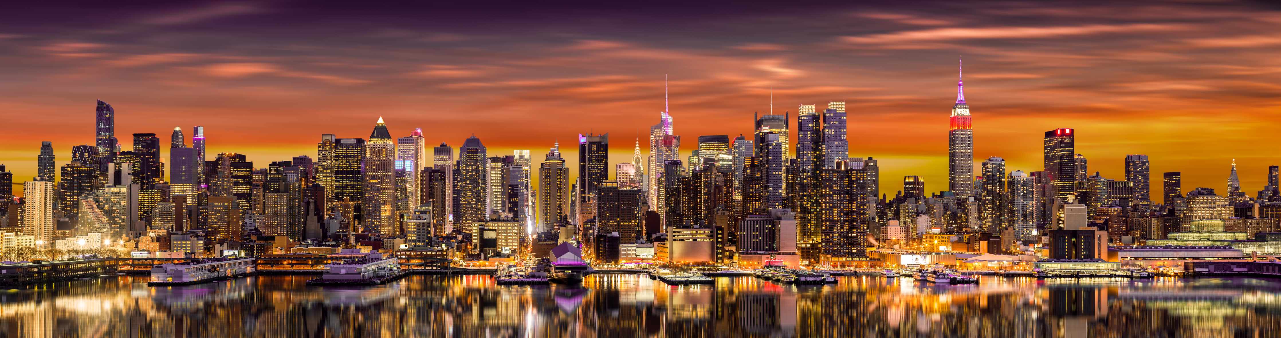 Wandverkleidung Bad-New York Skyline Sonnenuntergang