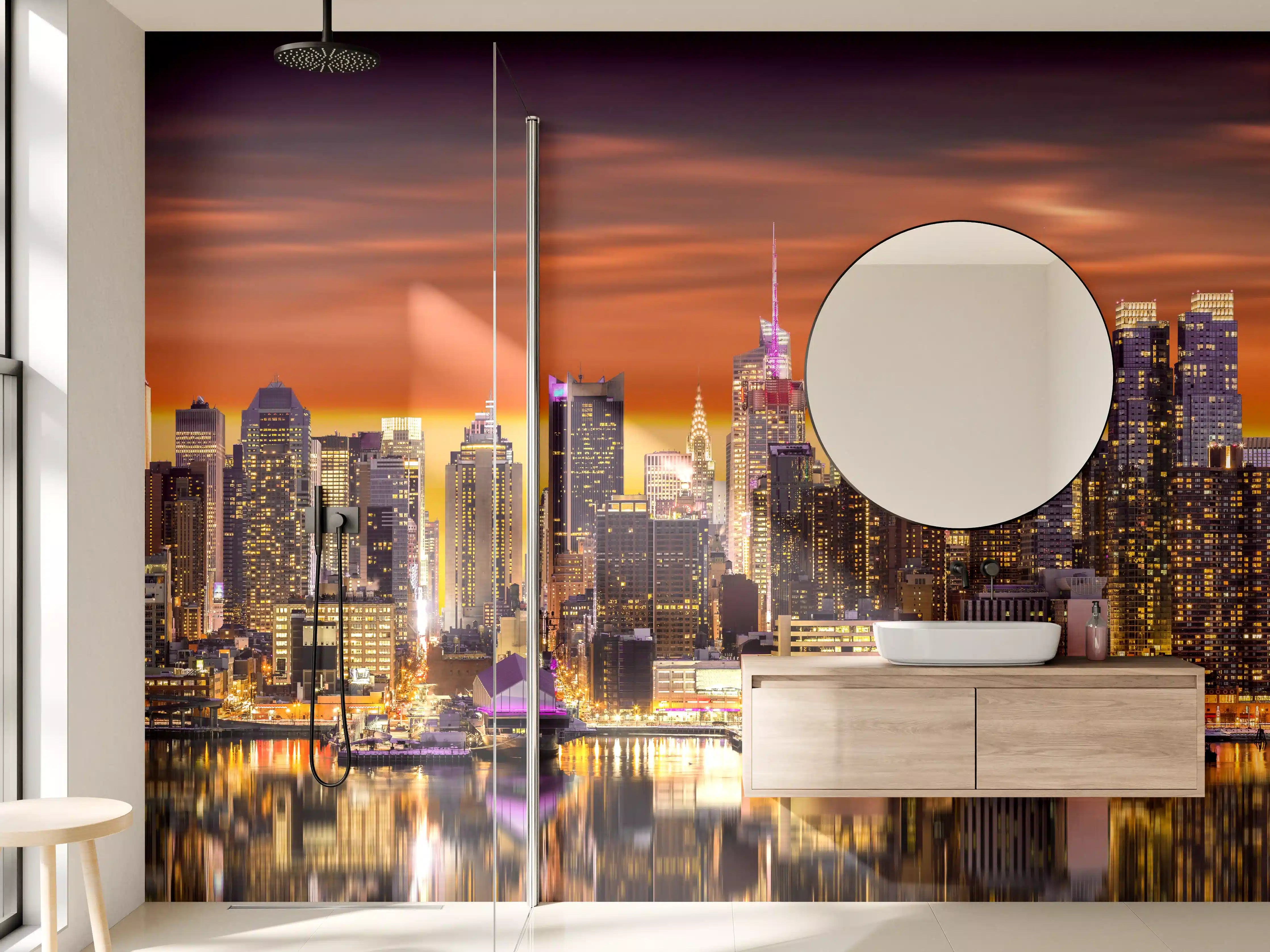 Wandverkleidung Bad - New York Skyline Sonnenuntergang