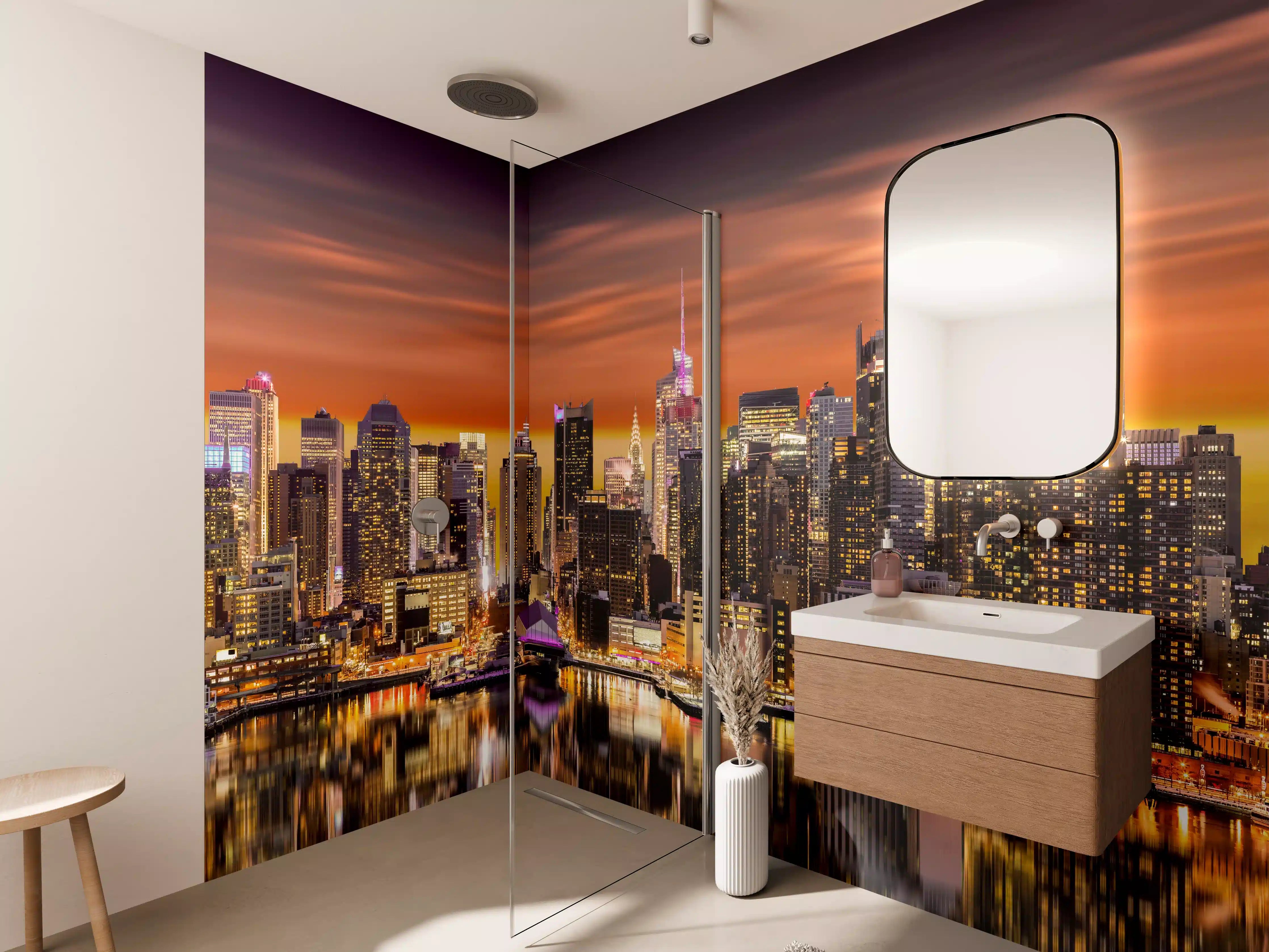 Wandverkleidung Bad - New York Skyline Sonnenuntergang