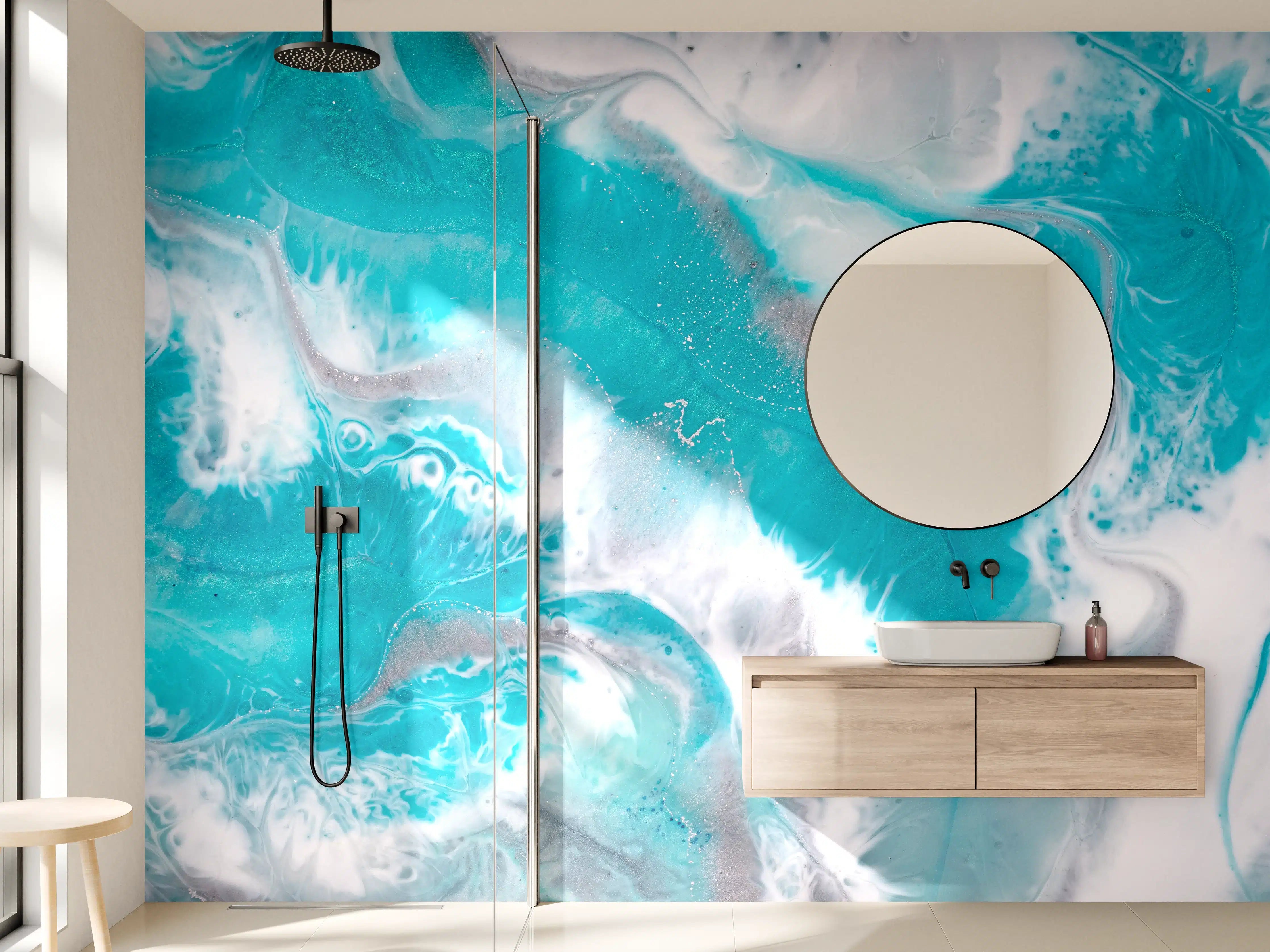 Wandverkleidung Bad - Nordische Wasserfarben-Textur