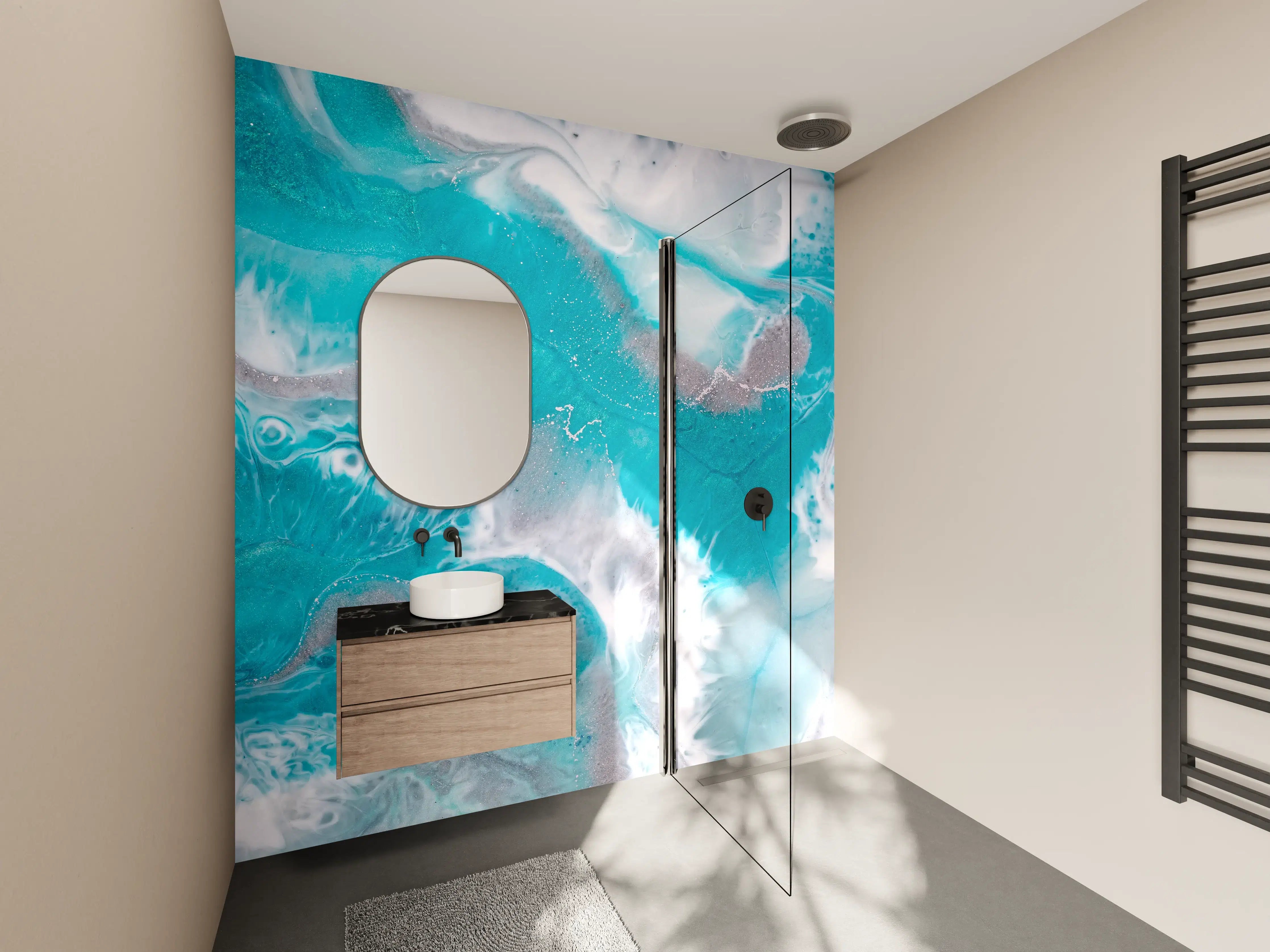 Wandverkleidung Bad - Nordische Wasserfarben-Textur