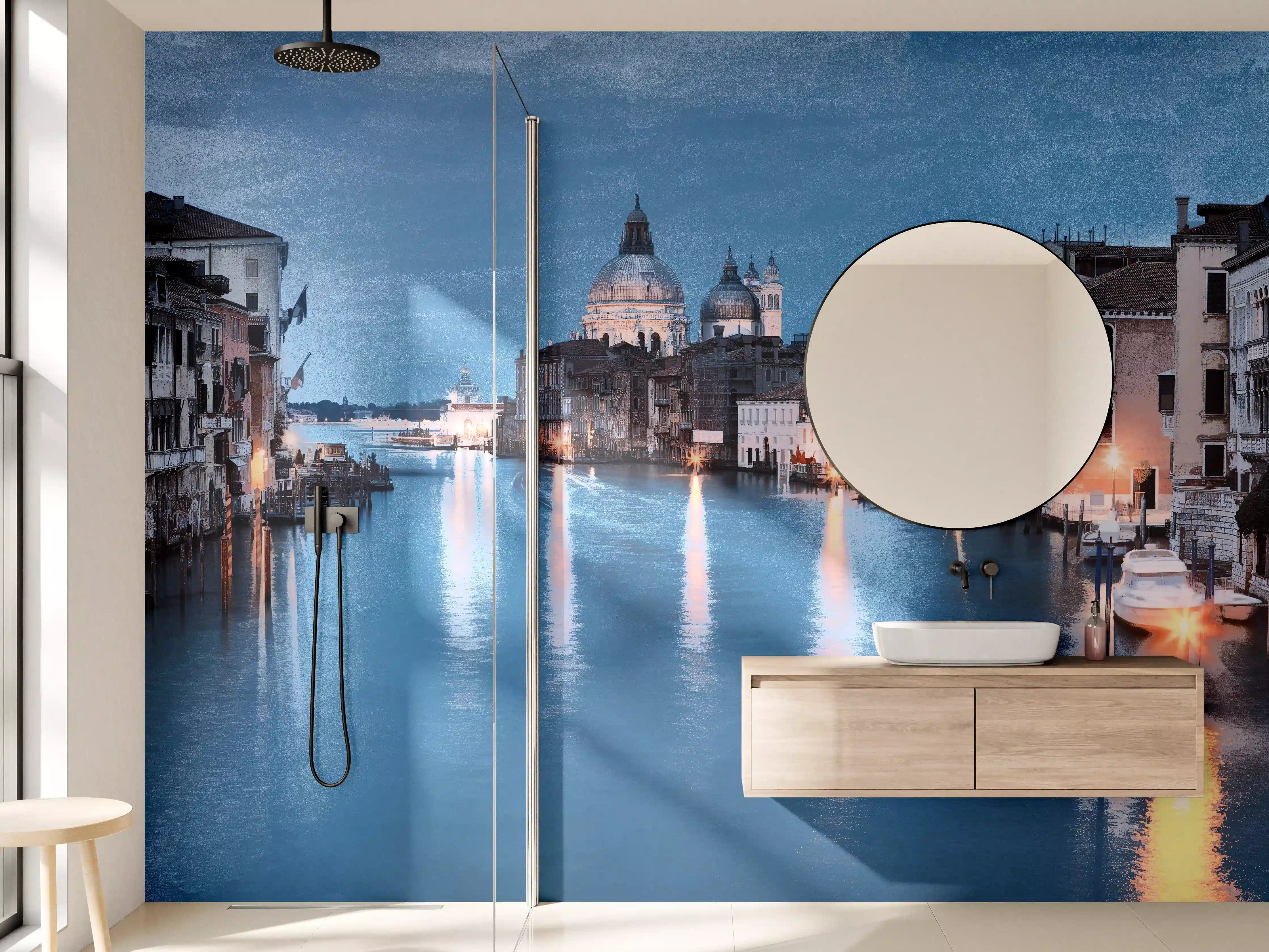 Wandverkleidung Bad - Ölgemäldes des Grand Canal bei Nacht