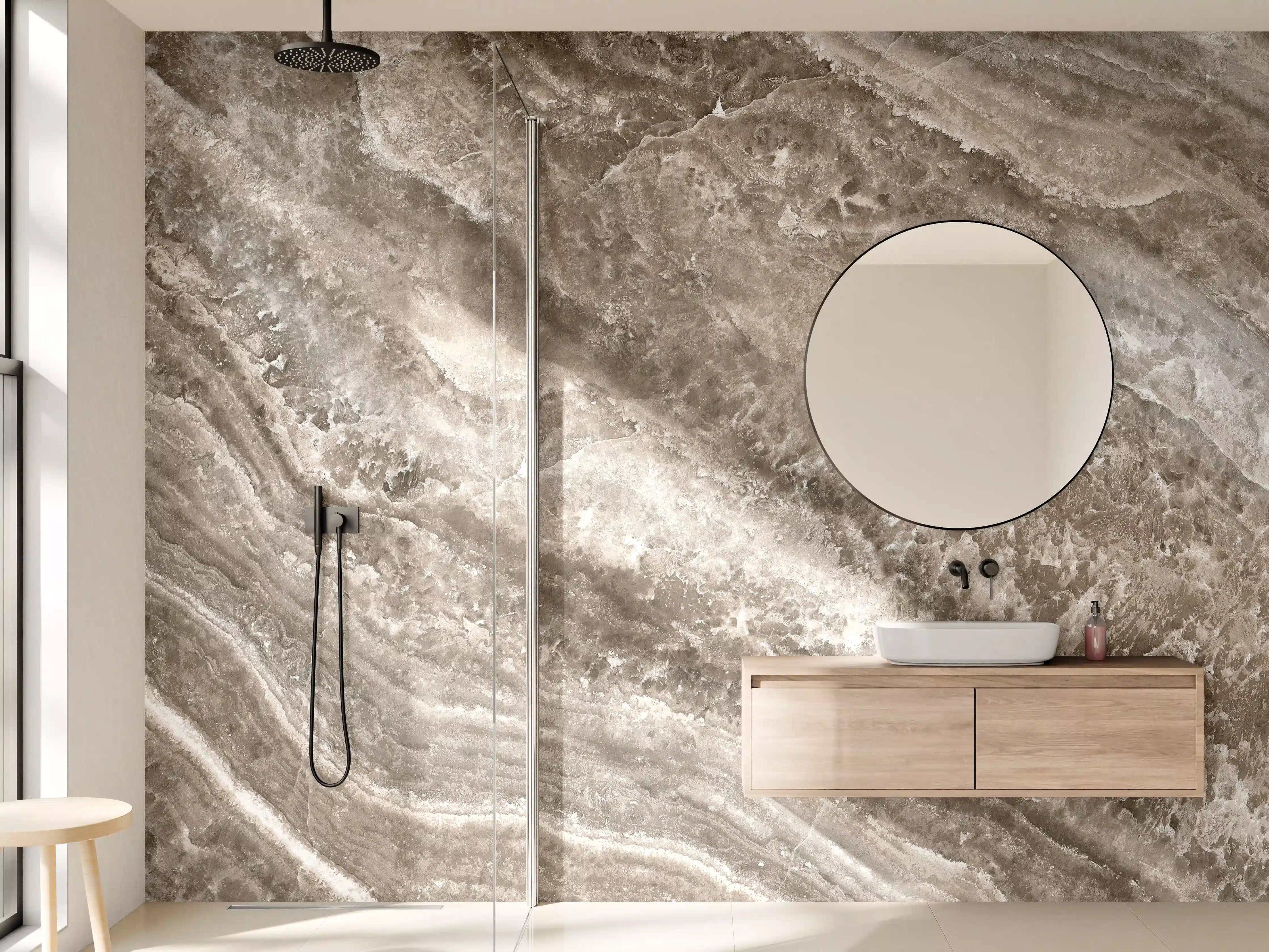 Wandverkleidung Bad - Onyx Marmortextur