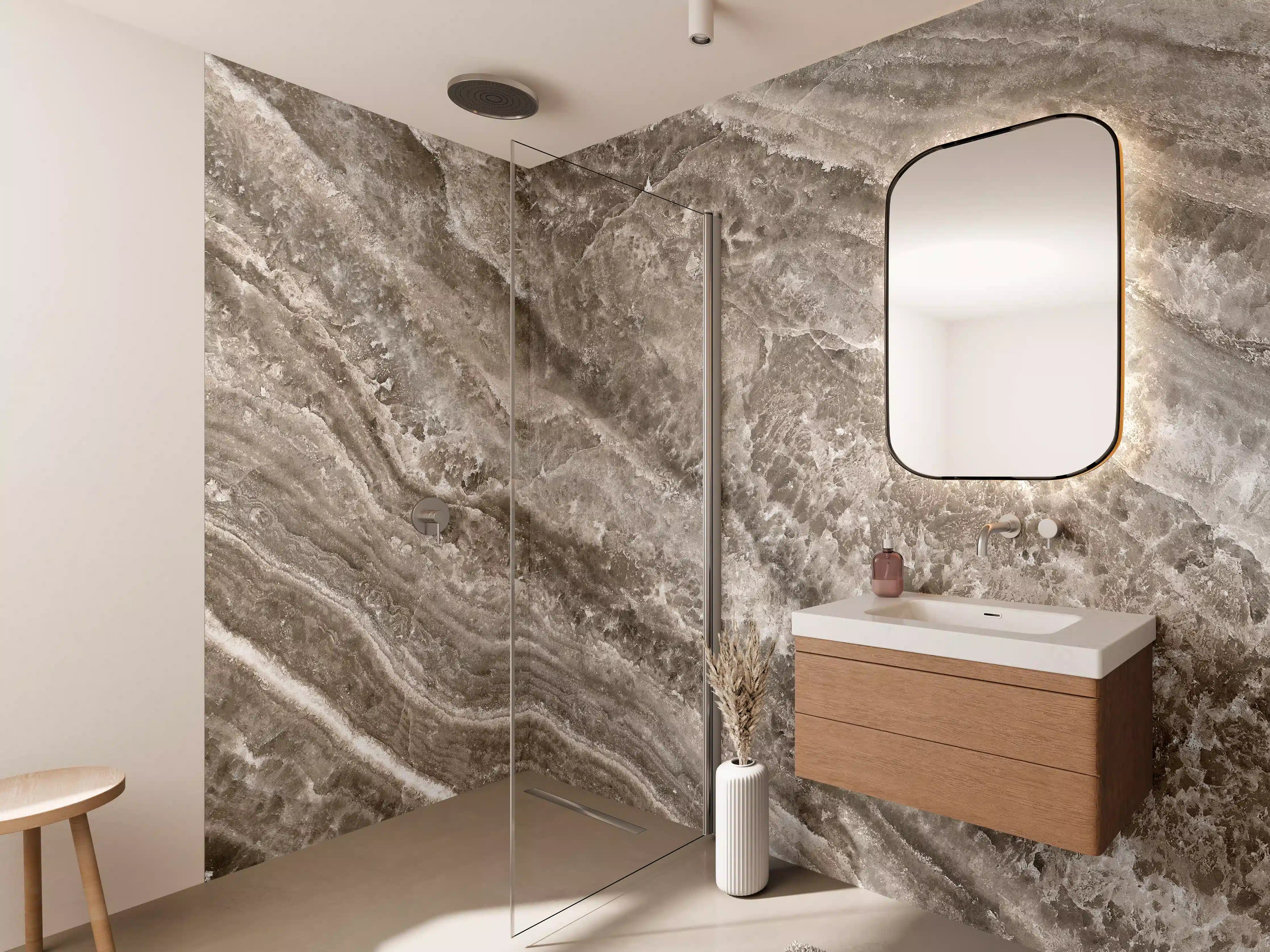 Wandverkleidung Bad - Onyx Marmortextur