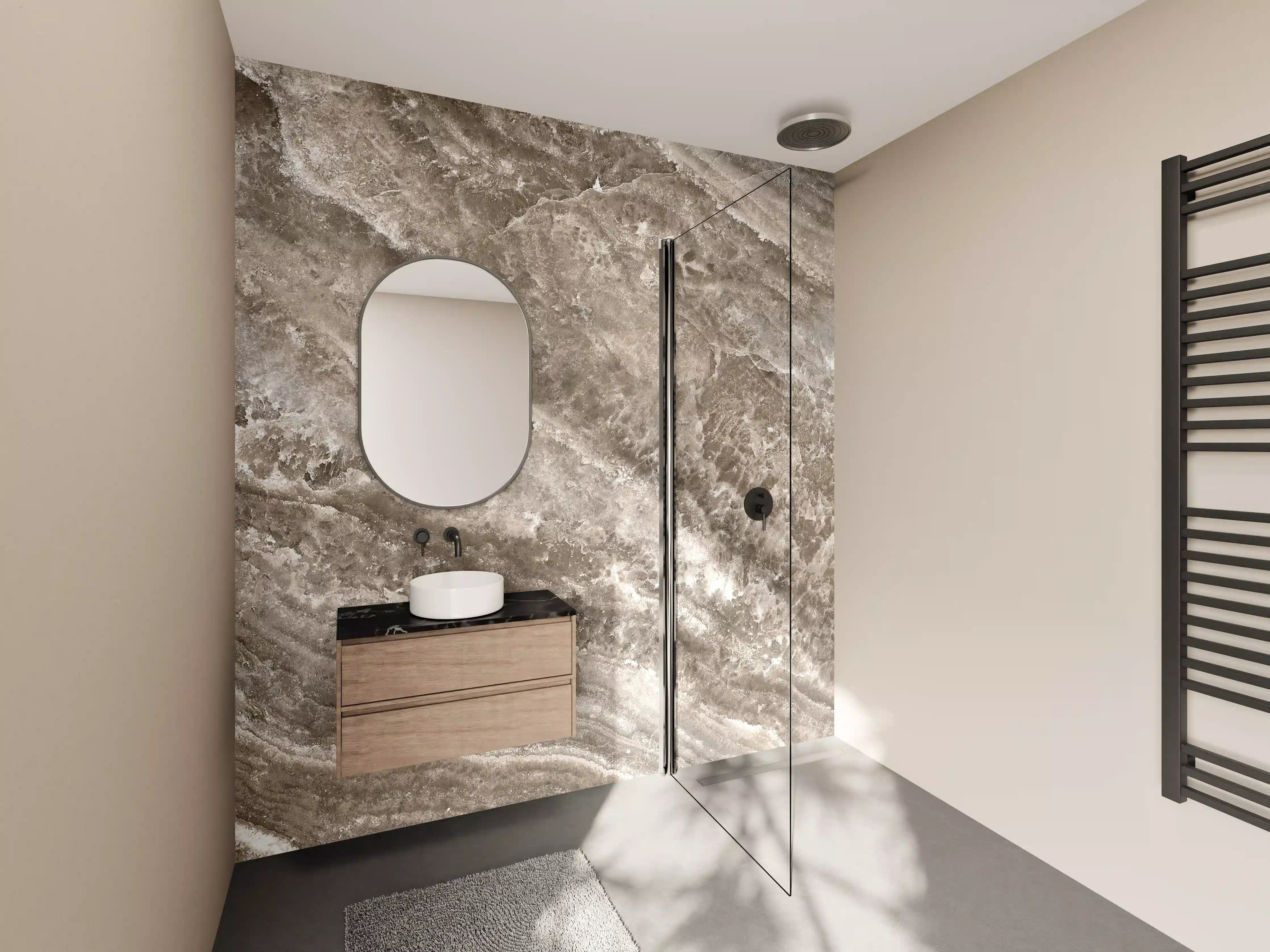 Wandverkleidung Bad - Onyx Marmortextur