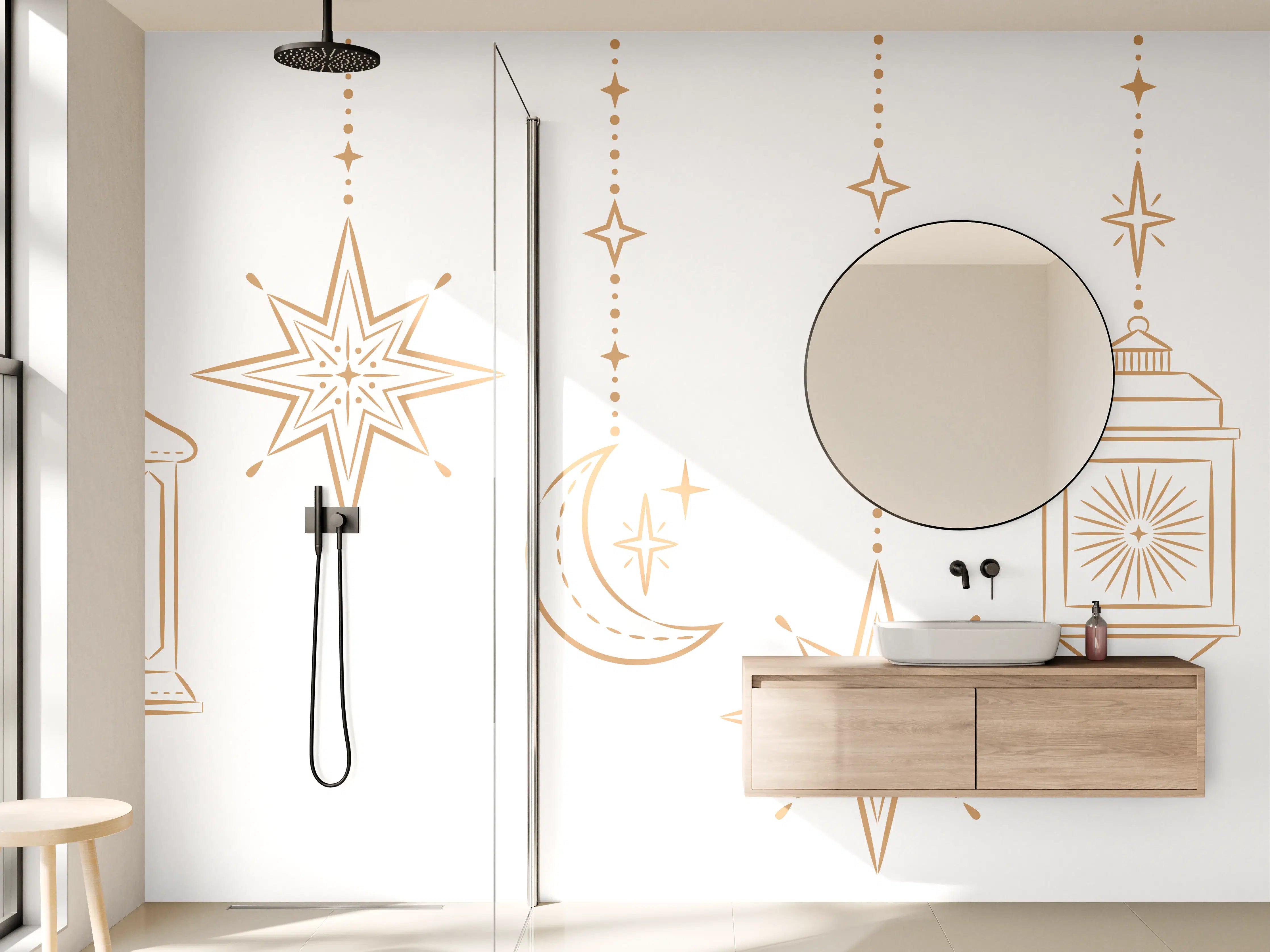 Wandverkleidung Bad - Orientalische Gold Motiv Girlande